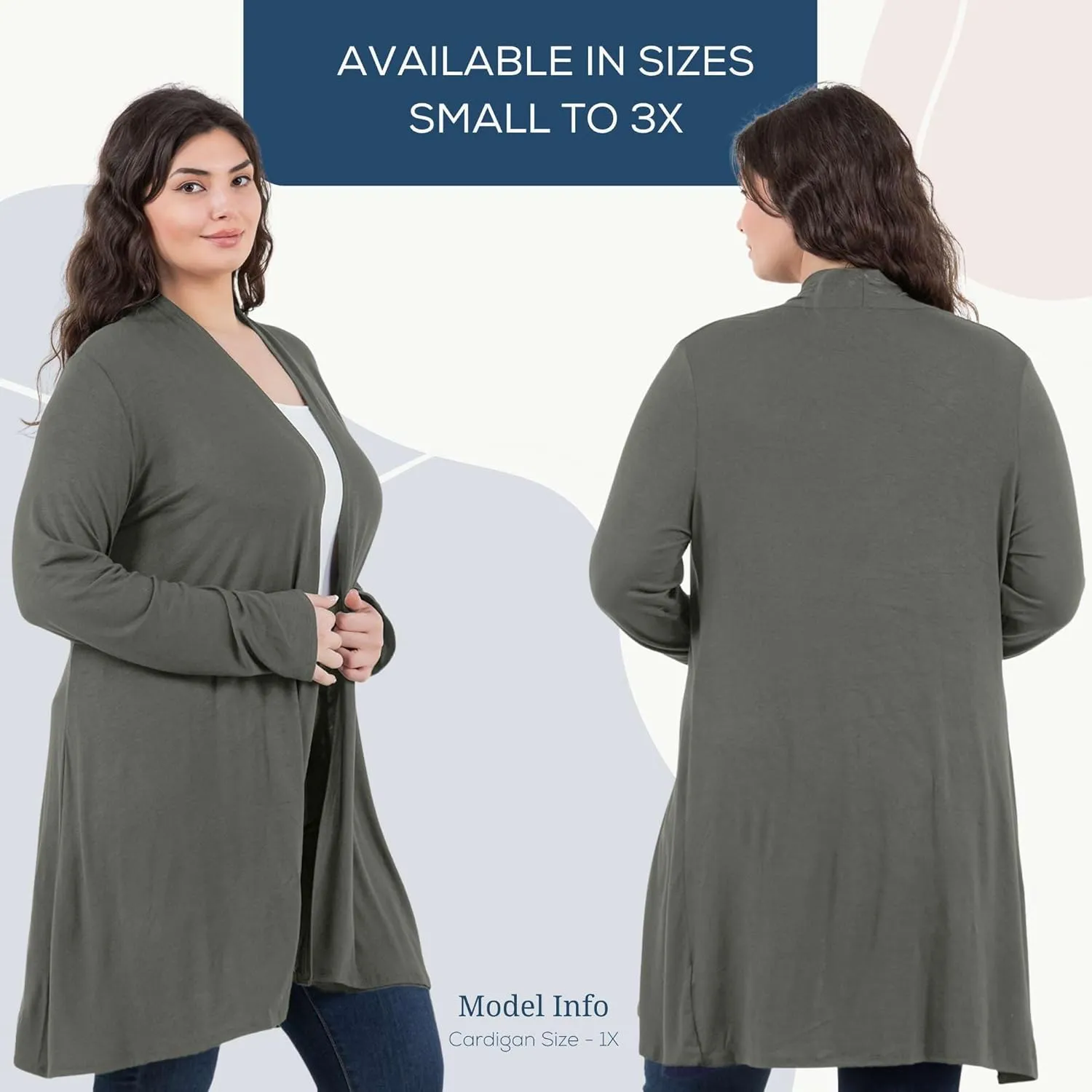 Azules Lightweight Cardigan for Women - Open Front, Flowy, Longer Length & Stylish - Long Sleeve Womens Cardigan Light Jacket