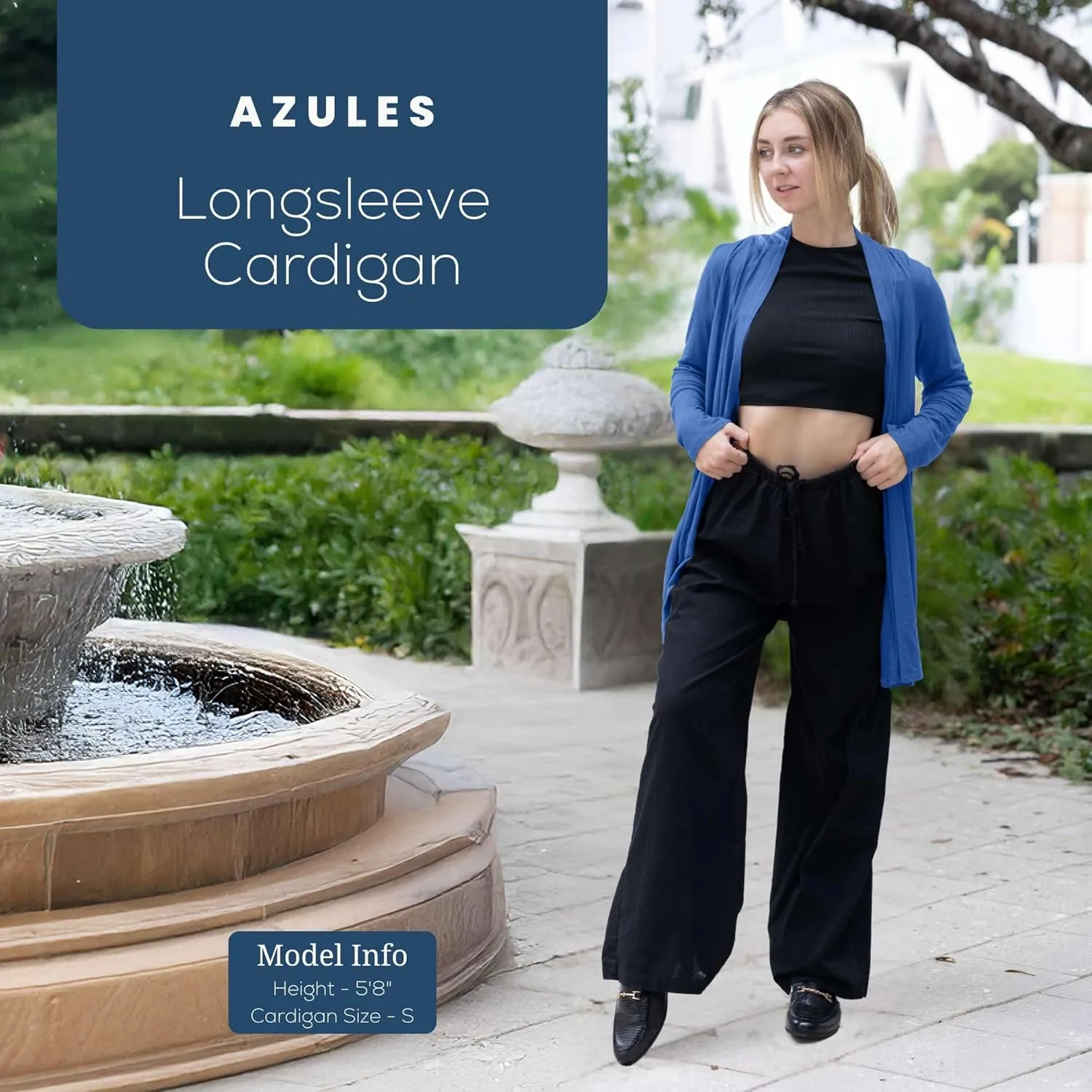 Azules Lightweight Cardigan for Women - Open Front, Flowy, Longer Length & Stylish - Long Sleeve Womens Cardigan Light Jacket