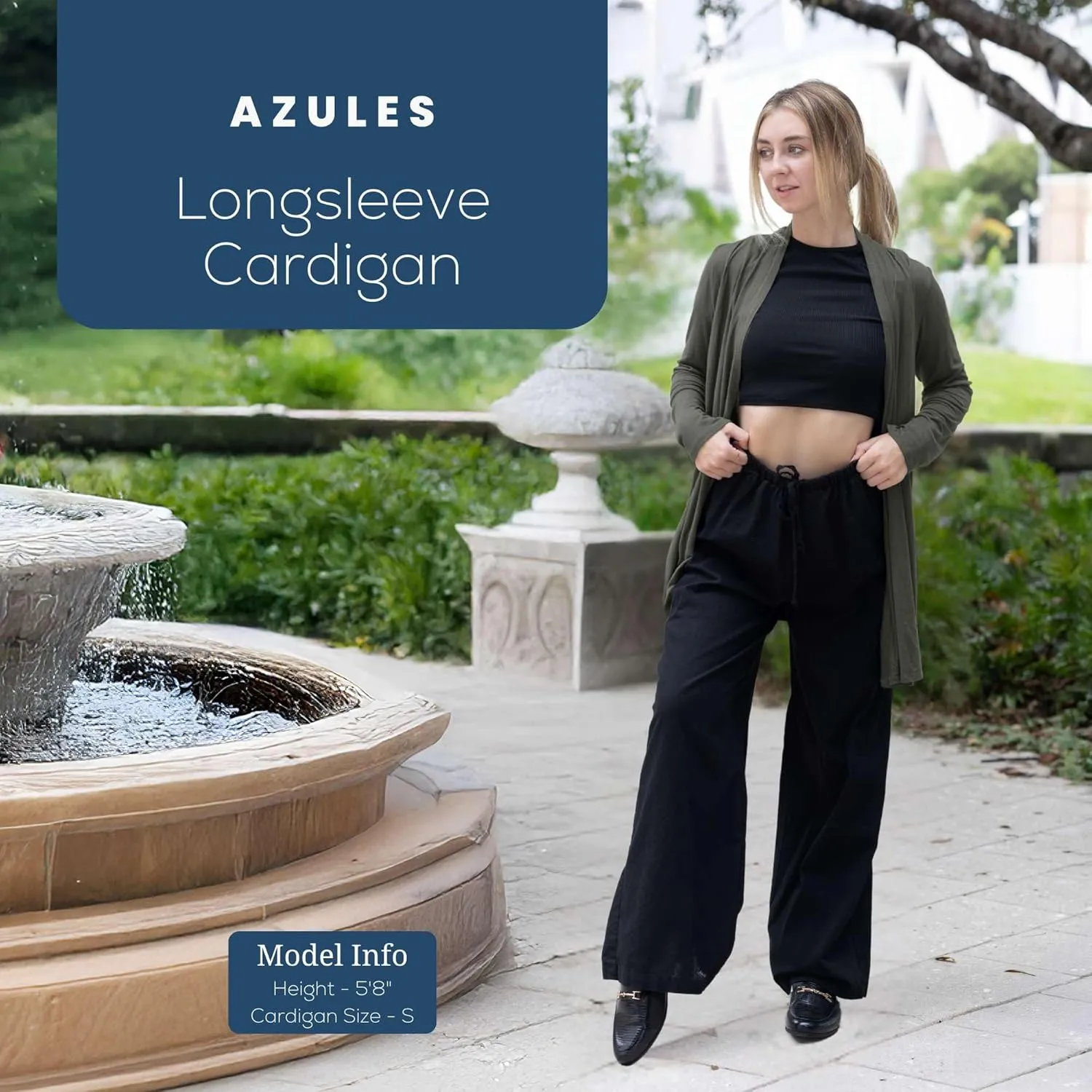 Azules Lightweight Cardigan for Women - Open Front, Flowy, Longer Length & Stylish - Long Sleeve Womens Cardigan Light Jacket