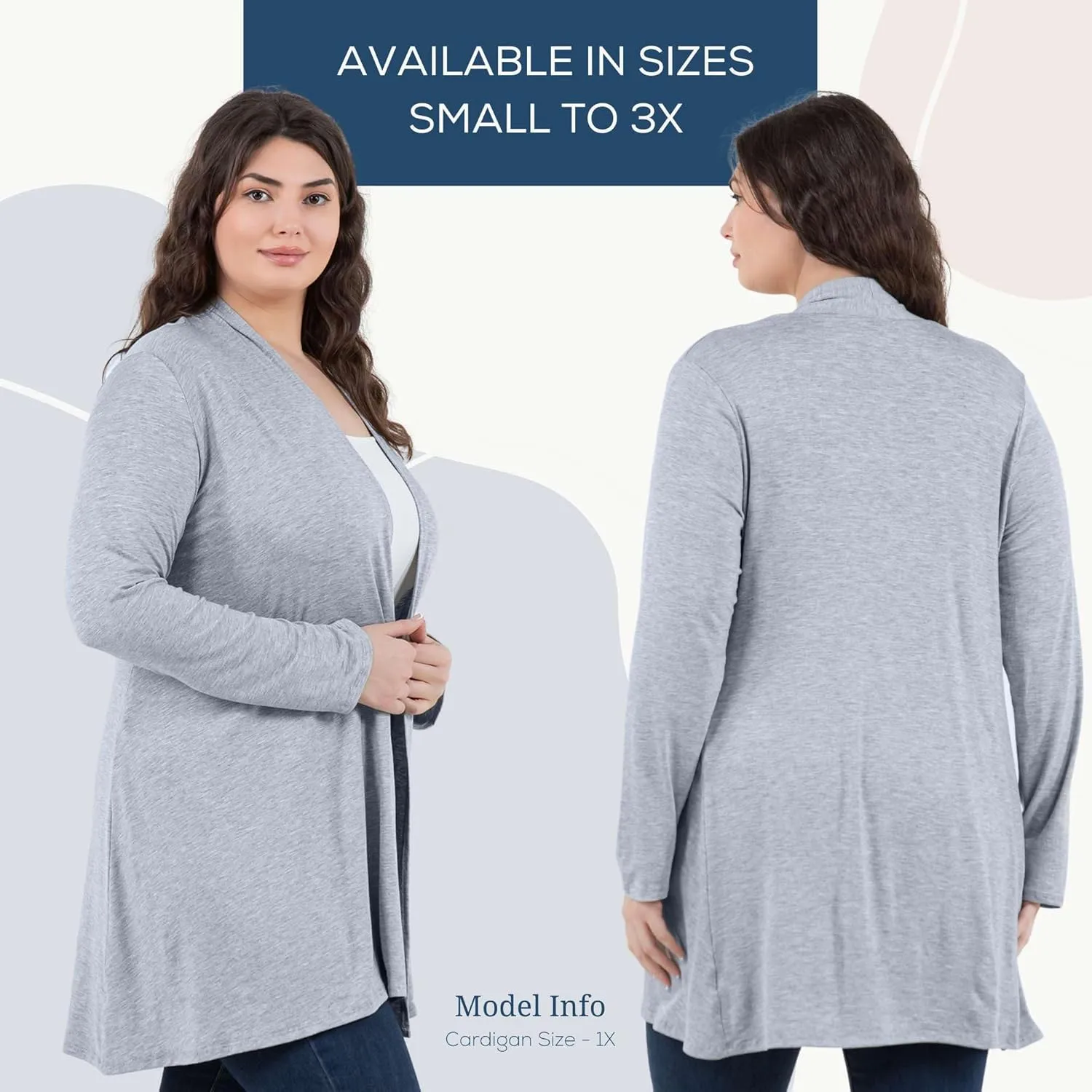 Azules Lightweight Cardigan for Women - Open Front, Flowy, Longer Length & Stylish - Long Sleeve Womens Cardigan Light Jacket