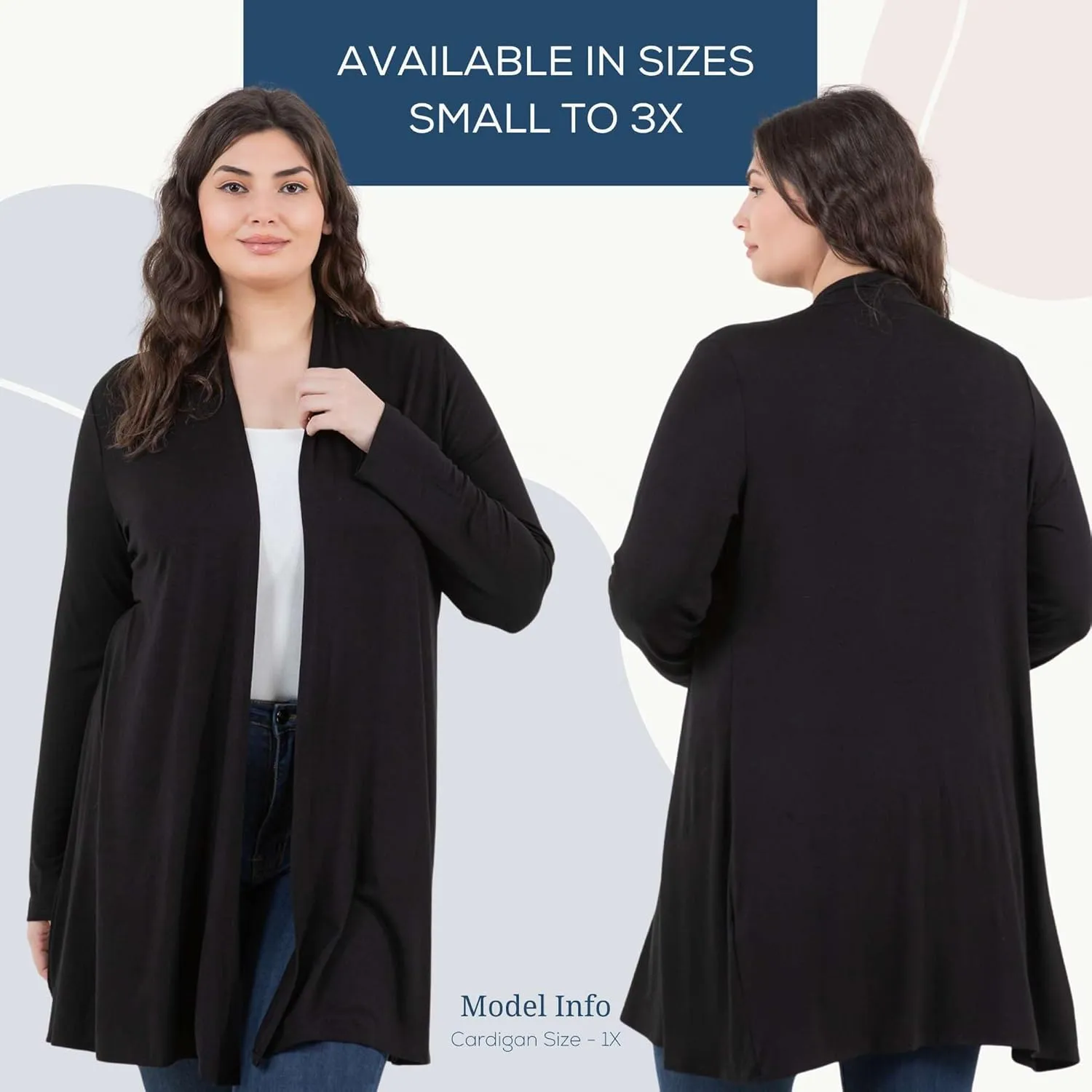 Azules Lightweight Cardigan for Women - Open Front, Flowy, Longer Length & Stylish - Long Sleeve Womens Cardigan Light Jacket