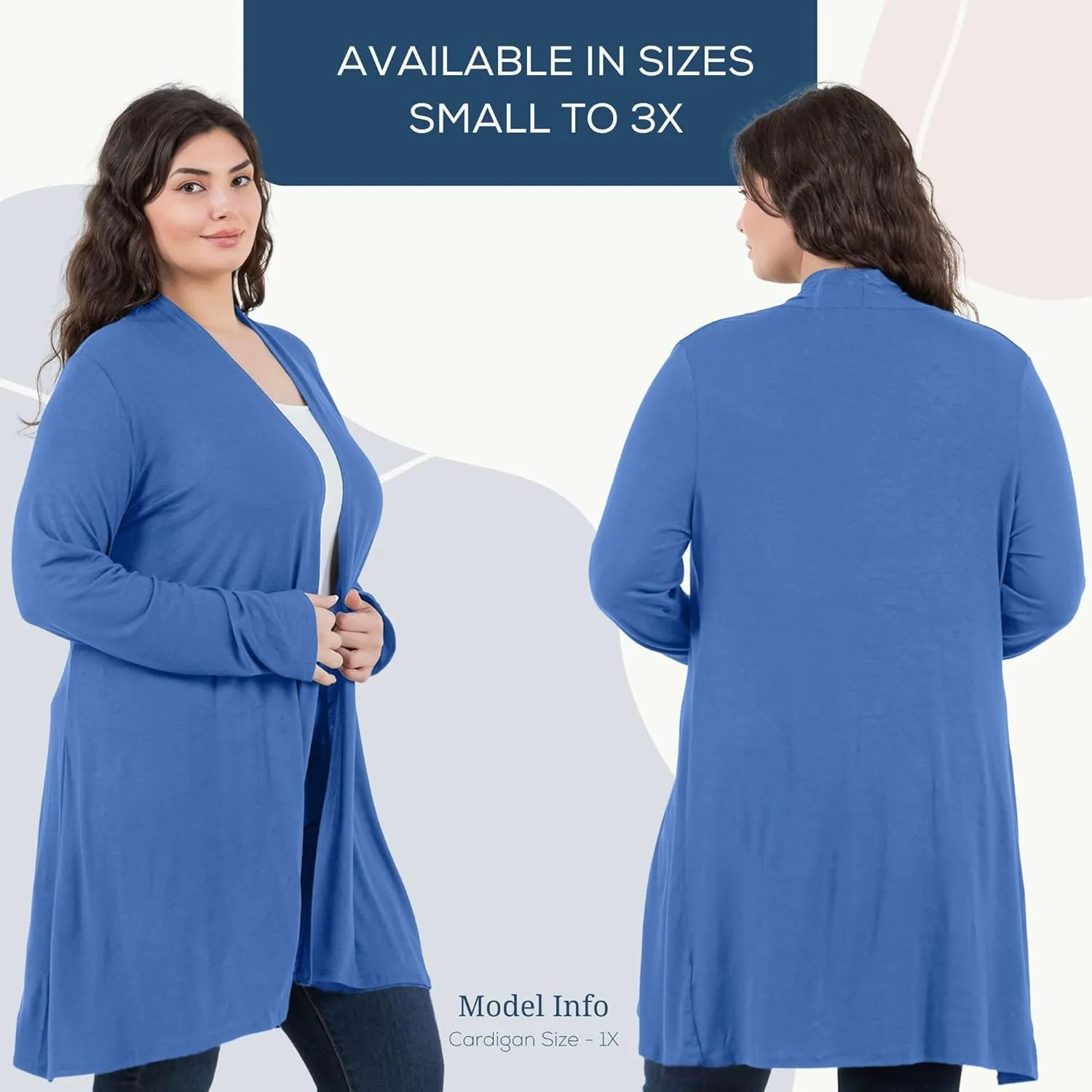 Azules Lightweight Cardigan for Women - Open Front, Flowy, Longer Length & Stylish - Long Sleeve Womens Cardigan Light Jacket