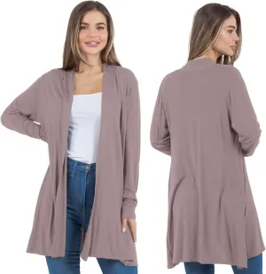 Azules Lightweight Cardigan for Women - Open Front, Flowy, Longer Length & Stylish - Long Sleeve Womens Cardigan Light Jacket