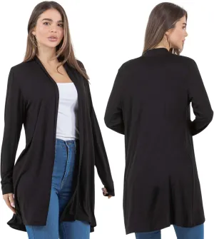 Azules Lightweight Cardigan for Women - Open Front, Flowy, Longer Length & Stylish - Long Sleeve Womens Cardigan Light Jacket