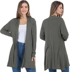 Azules Lightweight Cardigan for Women - Open Front, Flowy, Longer Length & Stylish - Long Sleeve Womens Cardigan Light Jacket