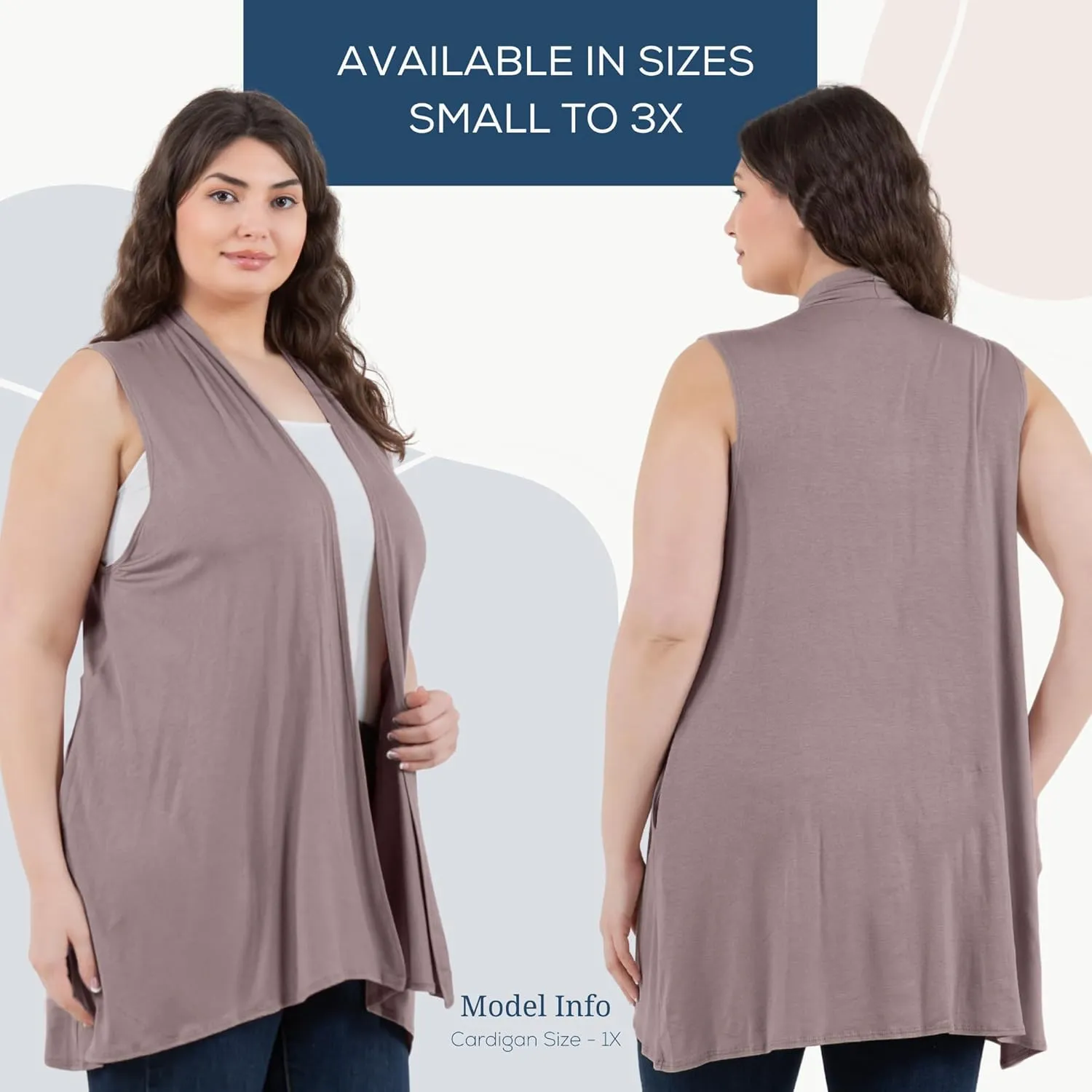 Azules Sleeveless Long Cardigans for Women with Side Pockets - Summer Vest Open Front Light Women's Cardigan Dressy Blazer