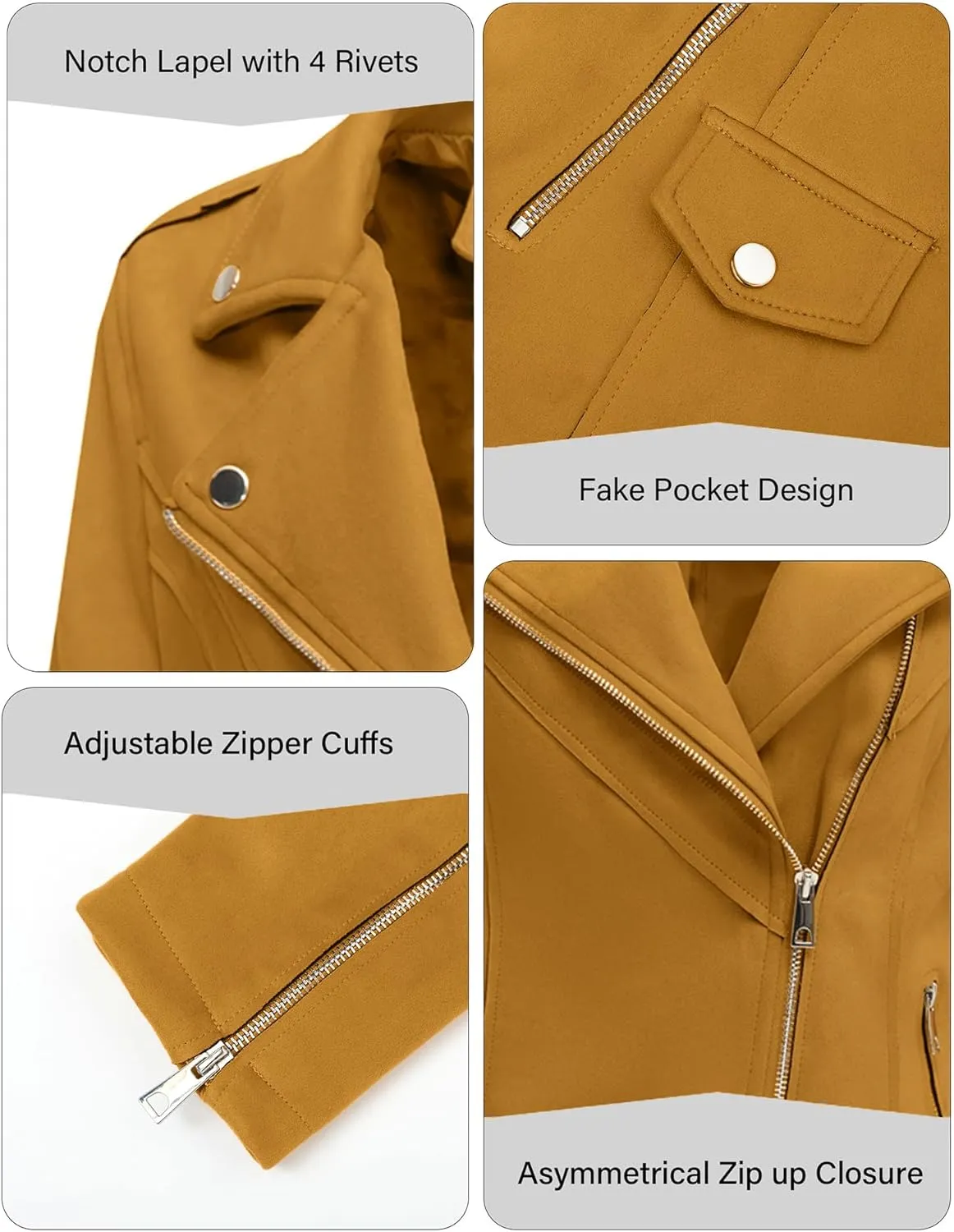 Bellivera Women Faux Leather Motorcycle Jacket Trendy Moto Biker Casual Spring Coat