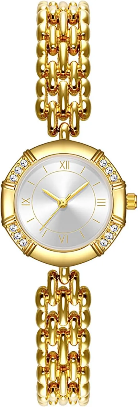 BESTKANG Ladies Vintage Gold Roman Numeral Watch, Waterproof Quartz Dress Watch, Gold-Tone Stainless Steel Elegant Women's Wristwatch for Daily/Casual/Office