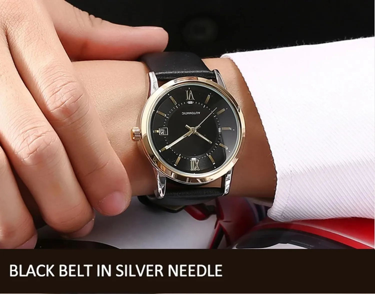 BESTKANG Mens Watches Self Winding Mechanical Business Luxury Dress Wrist Watch Stainless Steel Leather Strap Waterproof Luminous Date