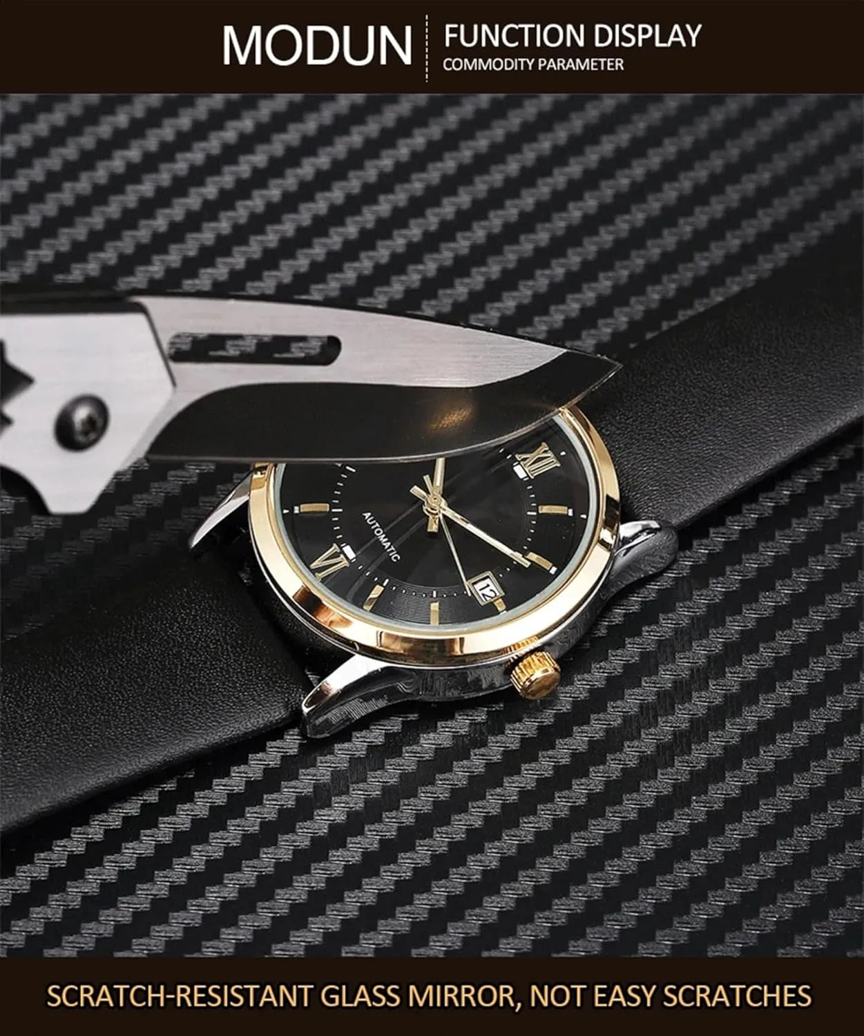 BESTKANG Mens Watches Self Winding Mechanical Business Luxury Dress Wrist Watch Stainless Steel Leather Strap Waterproof Luminous Date