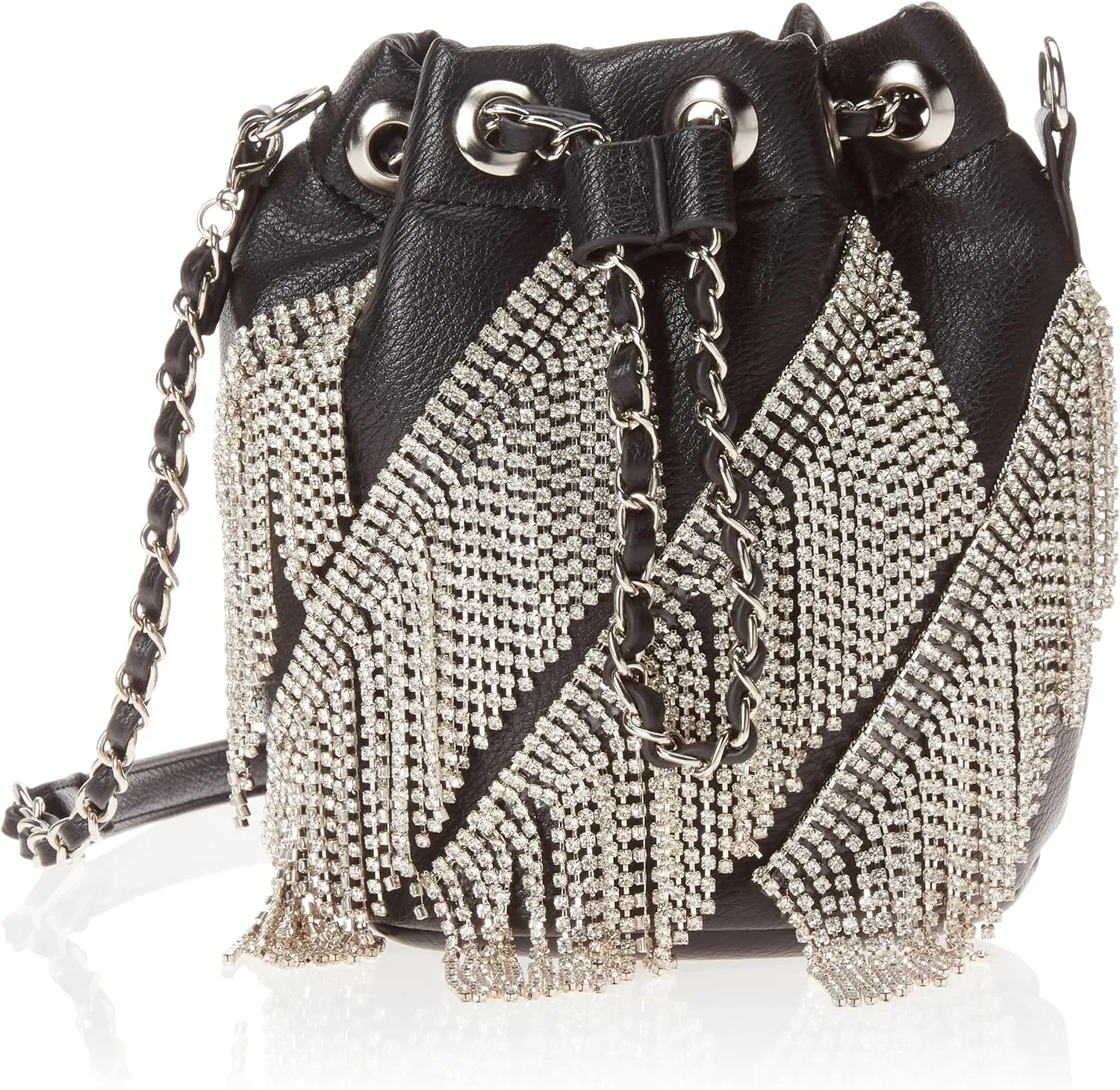 Betsey Johnson Fringe Benefits Bucket Crossbody, Black