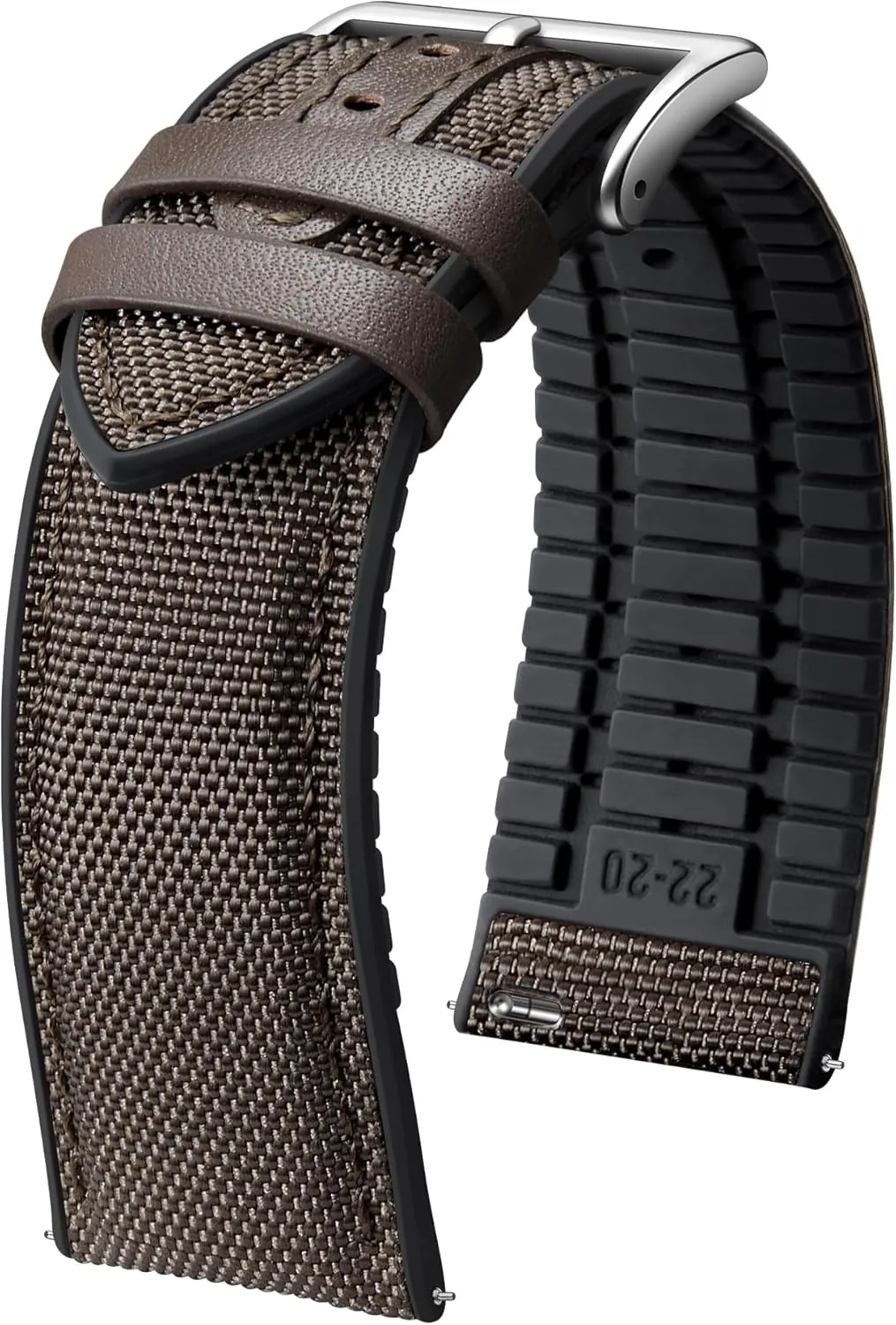 BINLUN Nylon Silicone Watch Bands 18mm 19mm 20mm 21mm 22mm Quick Release Canvas Rubber Hybrid Watch Strap Replacement Watchband for Men Women 9 Colors Silver/Black Buckle