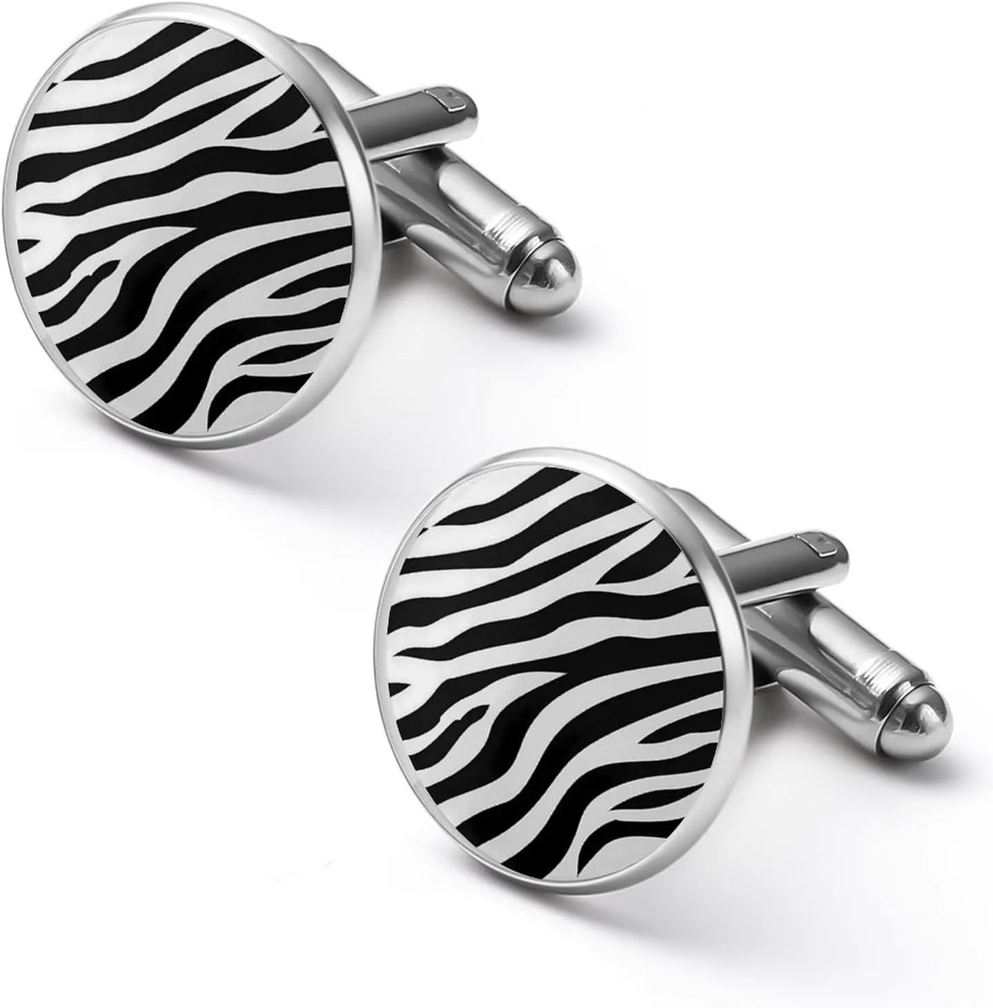 Black And White Zebra Print Men's Shirt Cufflinks Personalized Studs Set Shirt Cuff Links for Wedding Business 2.0cm