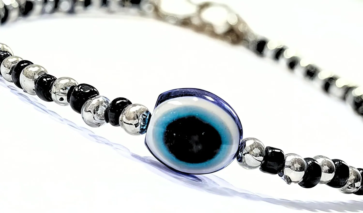 Black Bead Crystal Evil Eye Anklet Bracelet for Women Handmade Simple Waterproof Ankle Foot Bracelets for Women Minimalist Jewelry Adjustable