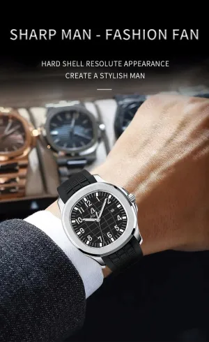Blekon Collections Men's 44mm Quartz Watch, Comfortable Silicone Strap, Luminous Hands & Numbers, Easy-Read Date Display, Sleek Round Dial  Perfect for Everyday Wear