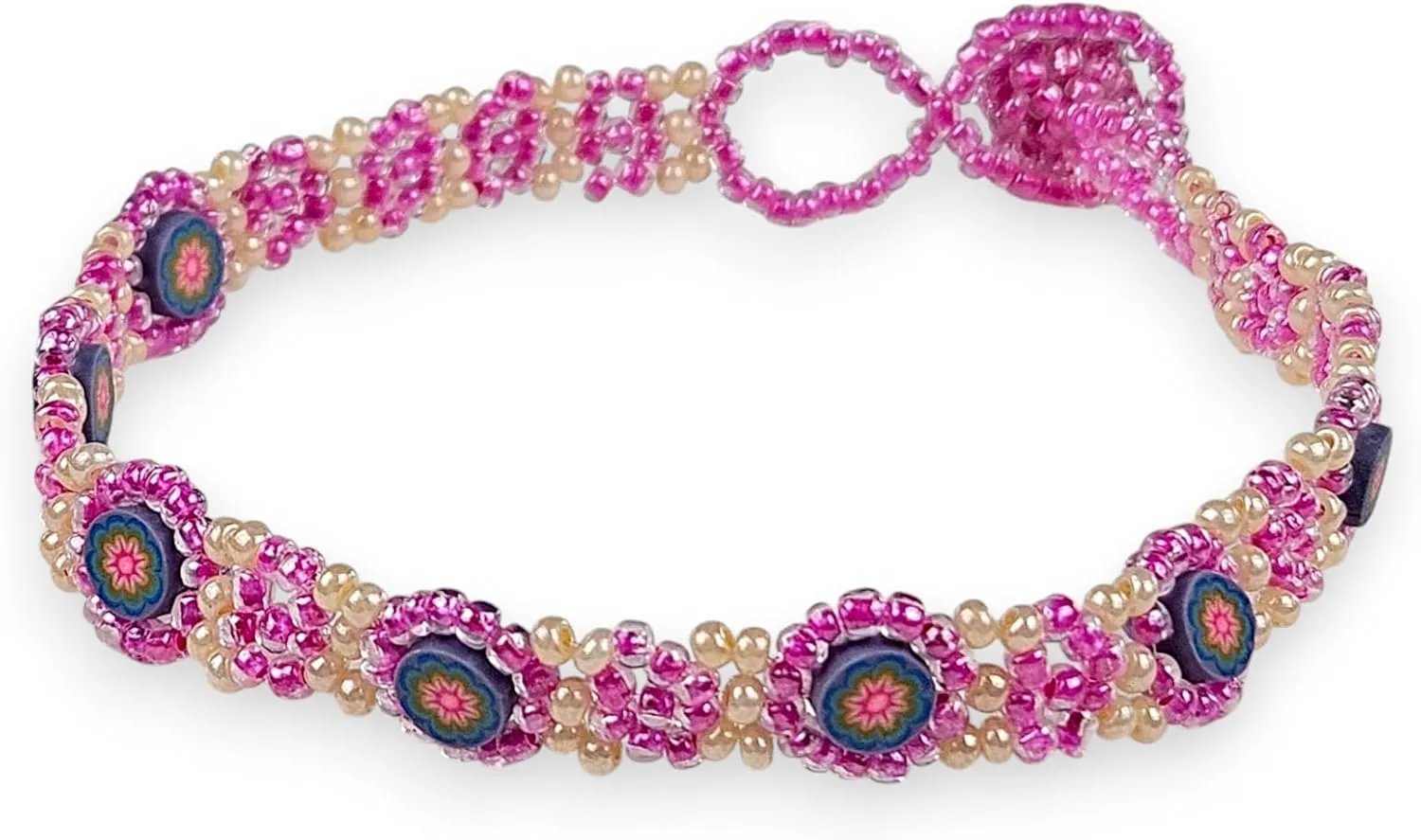 BlueRica Seed Beads Daisy Anklet
