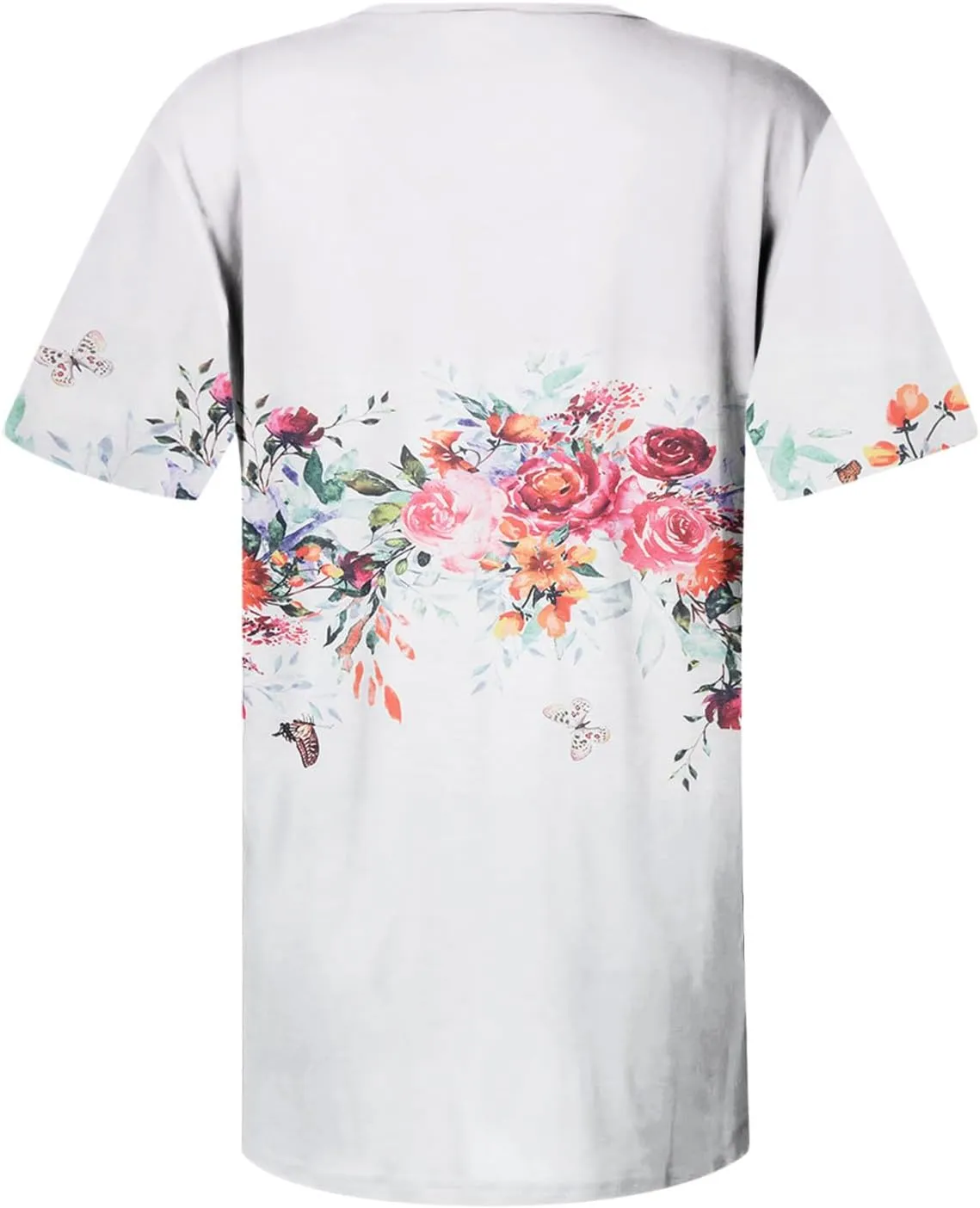 Boho Tops for Women Summer Casual Bohemian Floral Print Short Sleeve Empire Waist Button Down Shirts Elegant Blouses