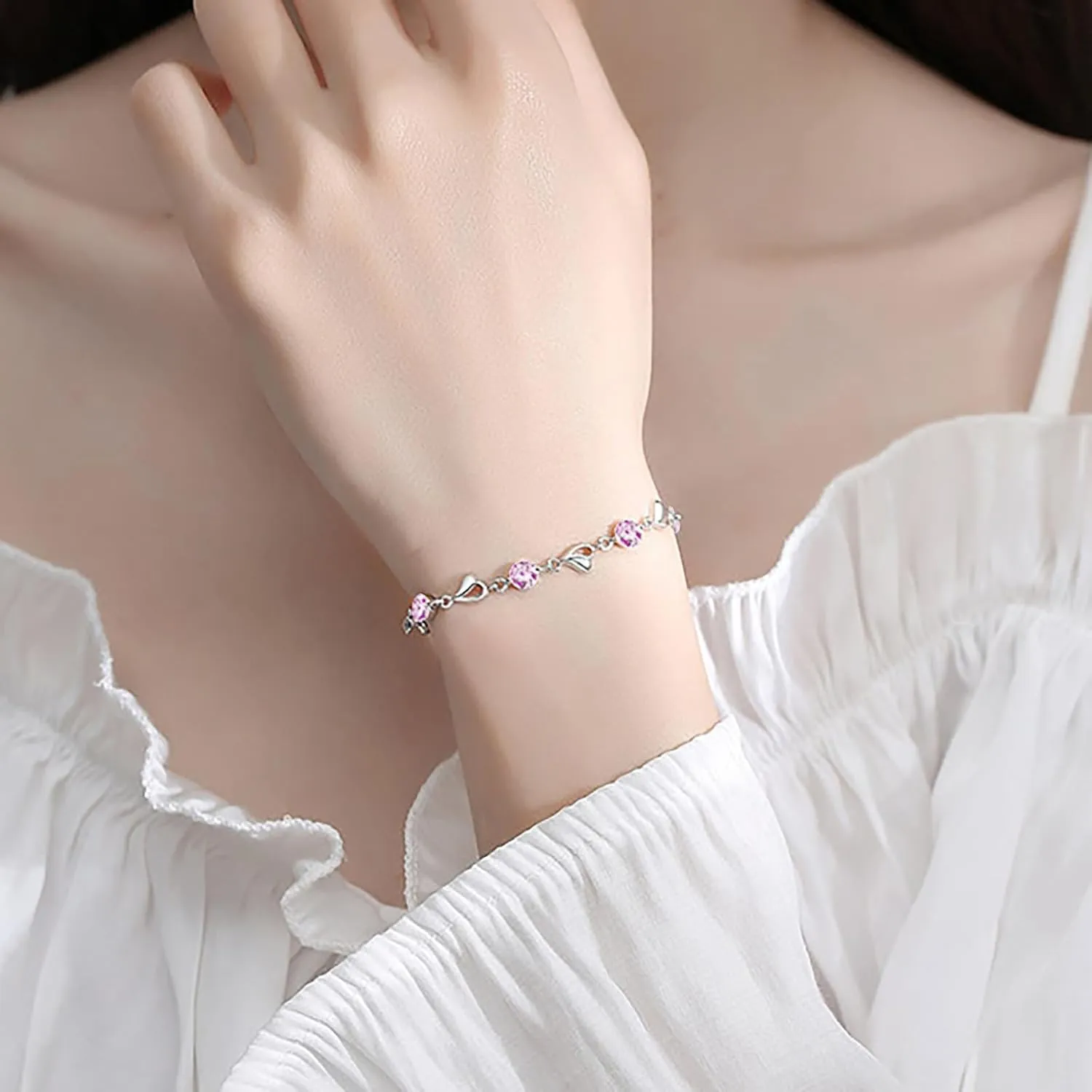 Bracelets for Women Trendy Silver 925 Sterling Silver Charm Link, Birthday Anniversary Jewelry Gifts for Wife Girlfriend Mother