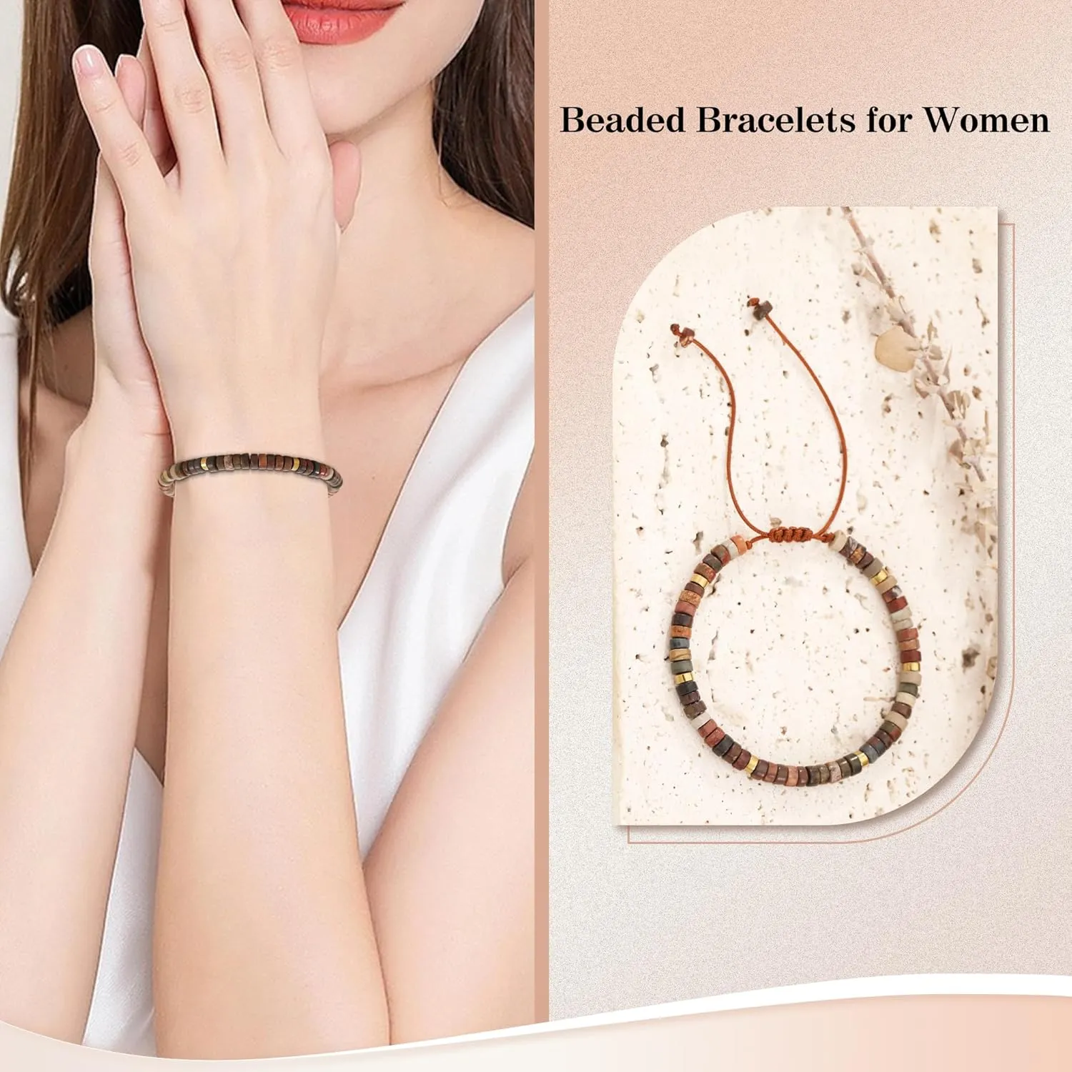 Btysun Birthday Gifts for Women, Bead Bracelet 10th 13th 16th 18th 30th 40th 50th 60th 70th 21st Inspirational Gifts for Her Wife Sister Mom Daughter Grandma Adjustable Nature Stone Bracelet Jewelry