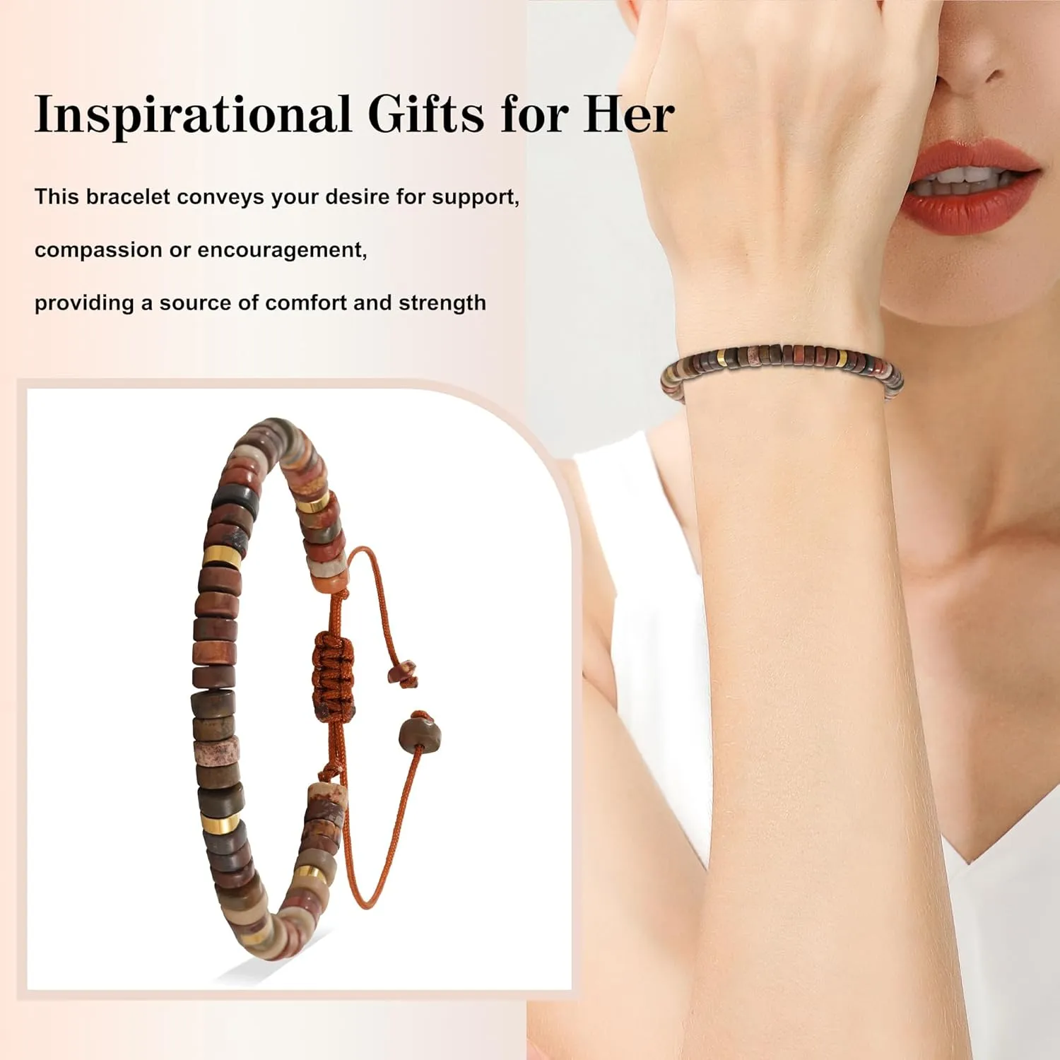 Btysun Birthday Gifts for Women, Bead Bracelet 10th 13th 16th 18th 30th 40th 50th 60th 70th 21st Inspirational Gifts for Her Wife Sister Mom Daughter Grandma Adjustable Nature Stone Bracelet Jewelry