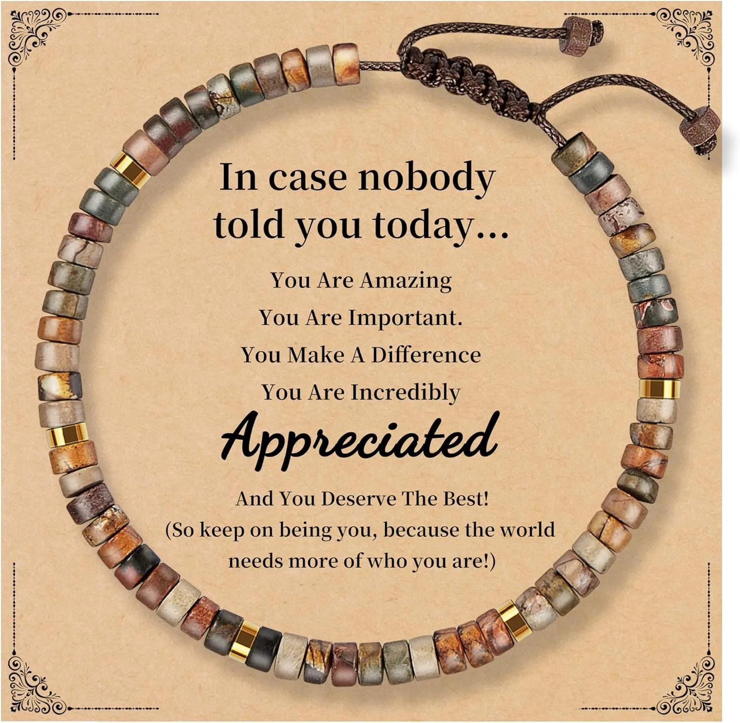 Btysun Birthday Gifts for Women, Bead Bracelet 10th 13th 16th 18th 30th 40th 50th 60th 70th 21st Inspirational Gifts for Her Wife Sister Mom Daughter Grandma Adjustable Nature Stone Bracelet Jewelry
