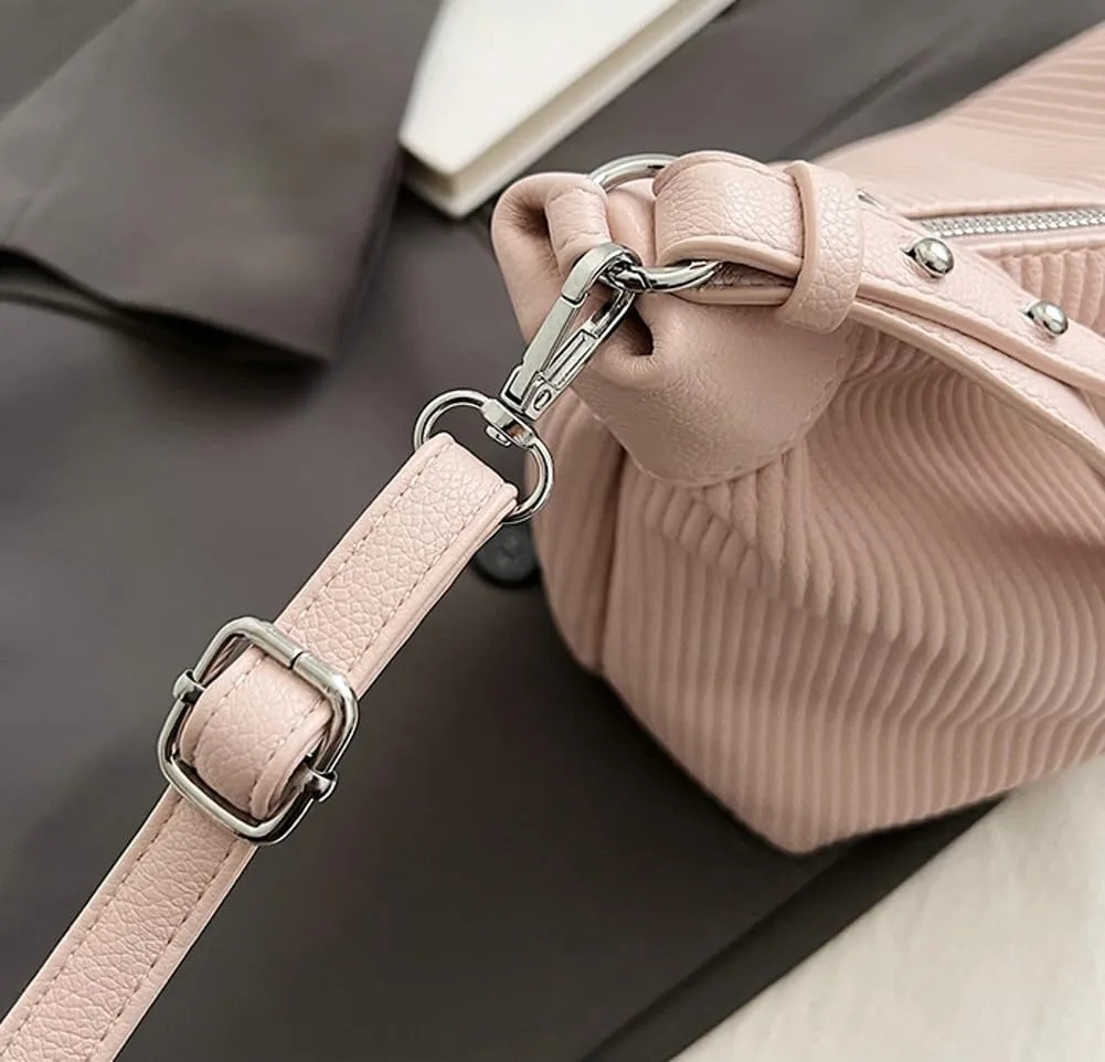 Bucket Bag for Women, Pleated Cloud Vertical Pattern Large Capacity Tote Bag Handbag Purse Crossbody Bag Shoulder Bag