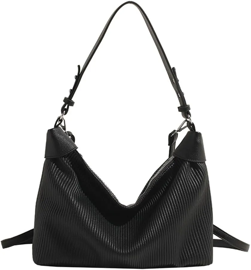 Bucket Bag for Women, Pleated Cloud Vertical Pattern Large Capacity Tote Bag Handbag Purse Crossbody Bag Shoulder Bag