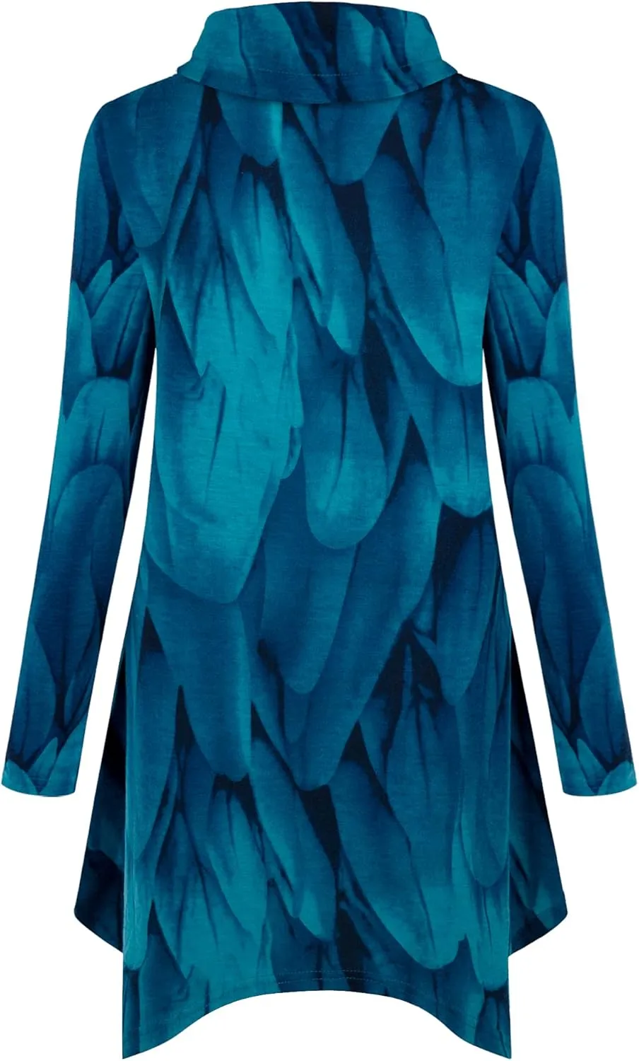 Bulotus Women's Long Sleeve Cowl Neck Asymmetrical Hem Tunic Tops with Pockets