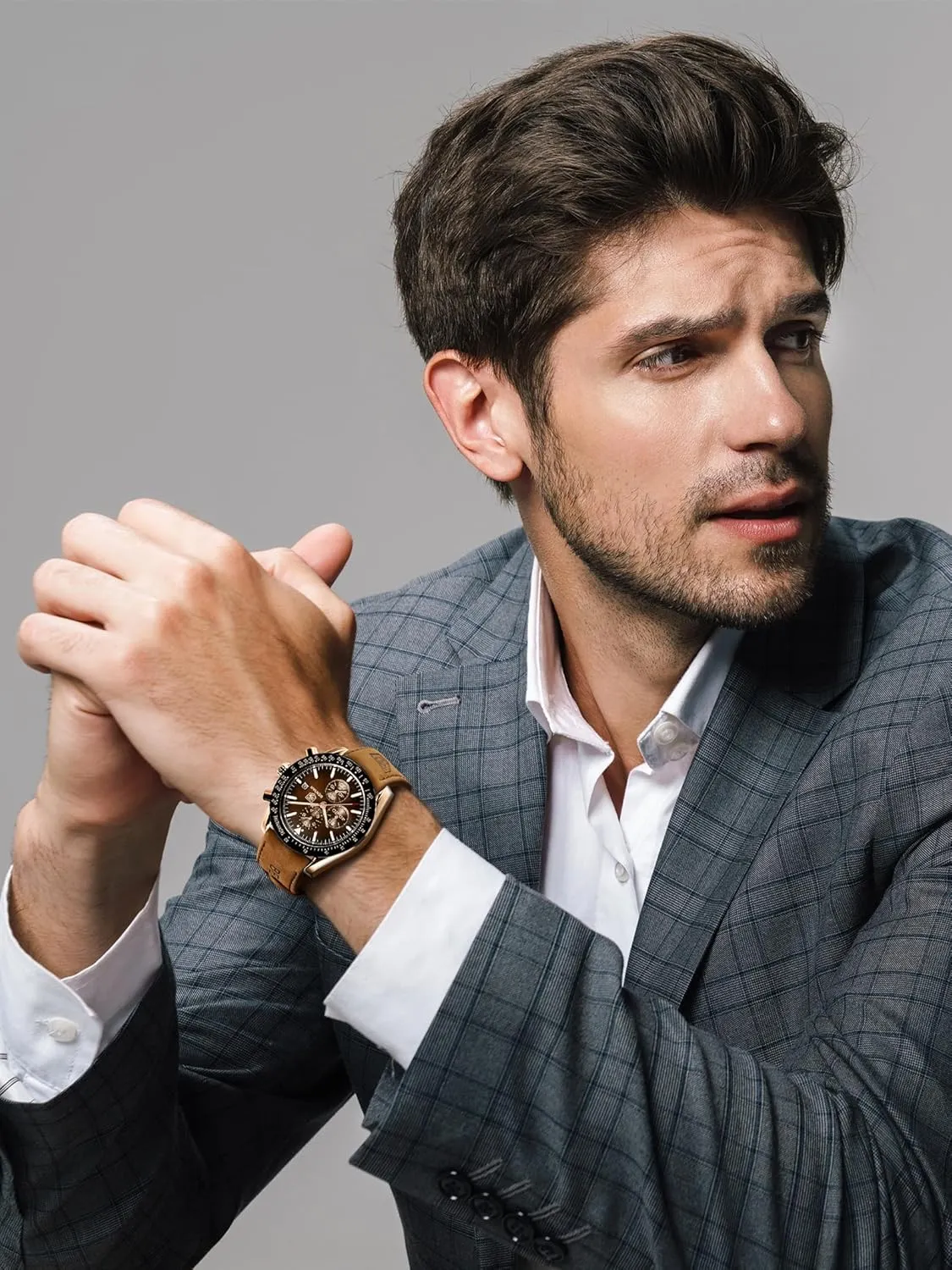 BY BENYAR Watch for Men Analog Quartz Chronograph Waterproof Luminous Designer Mens Wrist Watches Business Work Sport Casual Dress Watch with Silicone Strap Elegant Gifts for Men