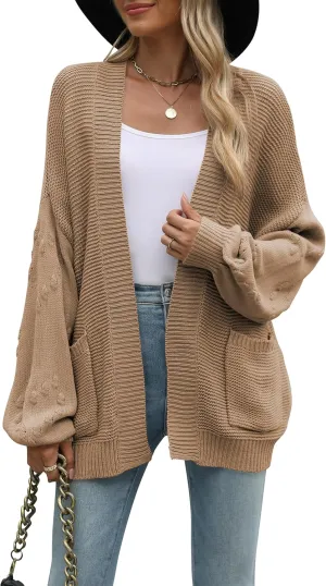 Cakulo Womens 2024 Oversized Chunky Cardigan Sweaters Fall Fashion Open Front Knit Long Sleeve Pockets Cardigans
