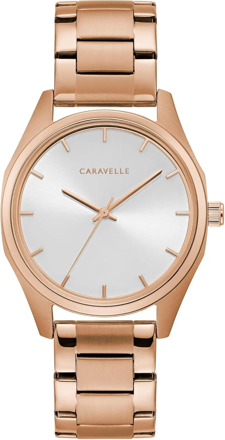 Caravelle by Bulova min/Max Quartz Ladies Watch, Stainless Steel, Rose Gold-Tone (Model: 45L179)