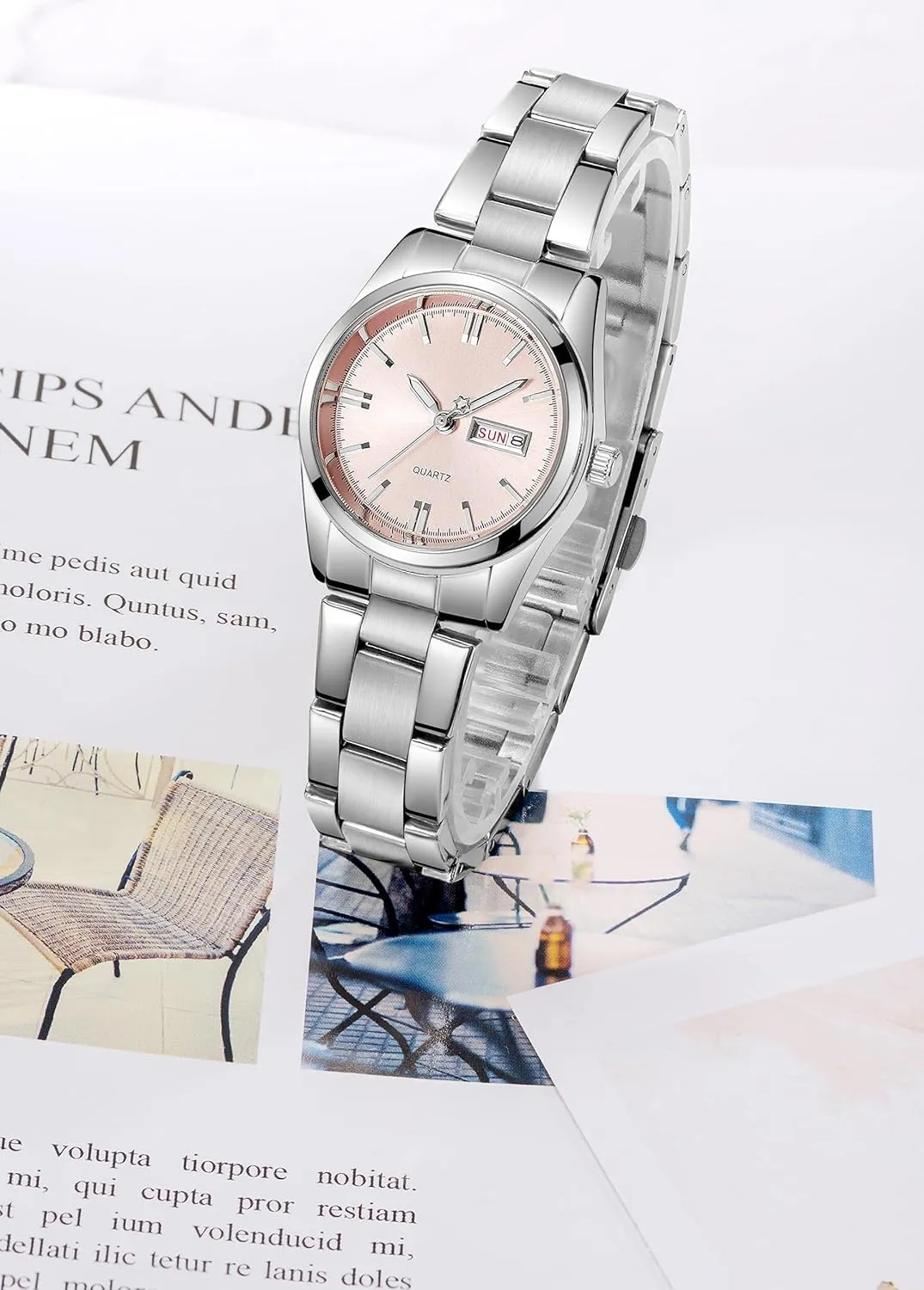 carlien Women's Luxury Watches Luminous Waterproof Calendar Ladies Stainless Steel Dress Quartz Wrist Watch