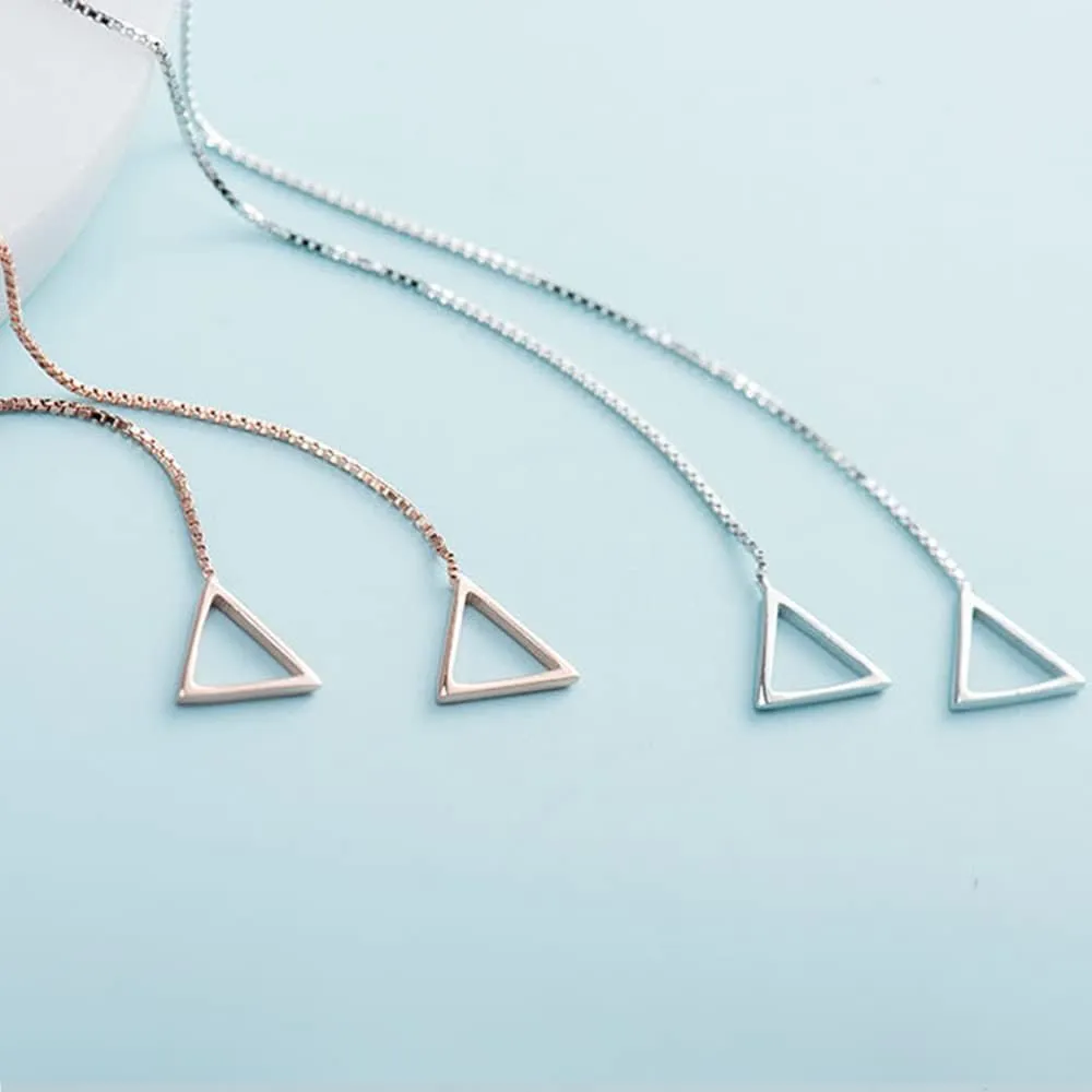 Chain Threader Earrings Silver Cute Minimalist 75mm Long Chain Link Dangling Bar Neadle and Thread Pull Through Earrings