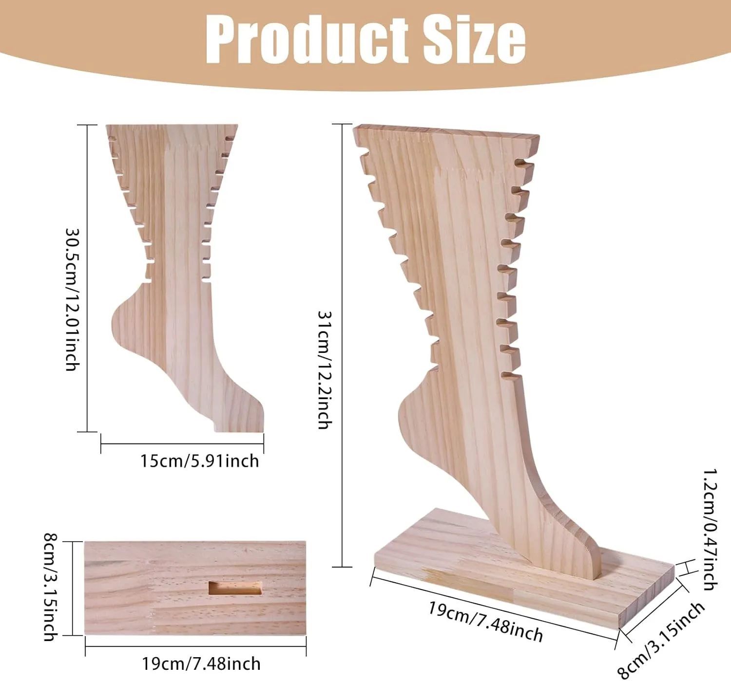 CHGCRAFT Foot Shaped Anklets Display Stand Wooden Detachable Jewelry Holder Foot Wooden Jewelry Display Stand Foot Wood Jewelry Display Rack for Anklets Bracelet Necklace Display, Light Wood Color