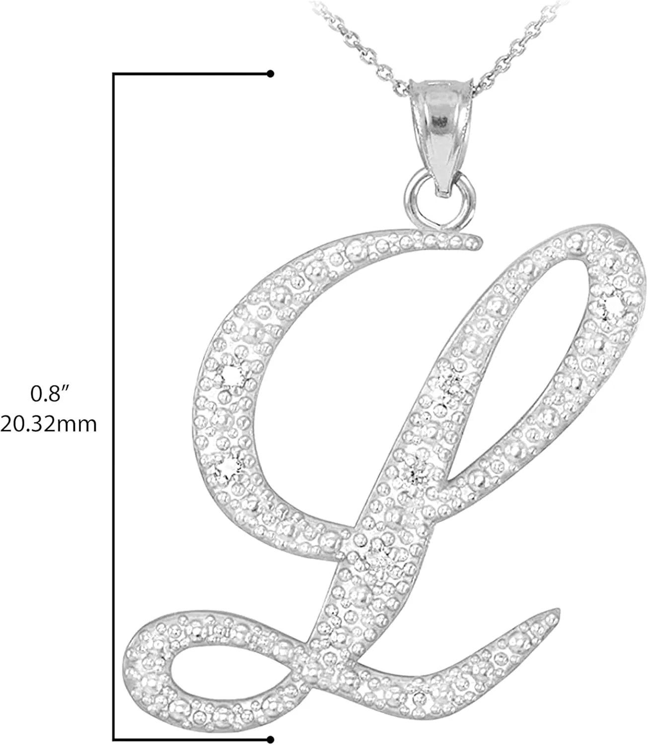 Claddagh Gold .925 Sterling Silver Cubic Zirconia Dangling Cursive Initial A-Z Charm 4/5" Pendant - Choice of Letter