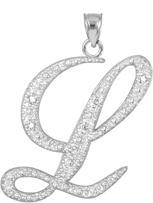 Claddagh Gold .925 Sterling Silver Cubic Zirconia Dangling Cursive Initial A-Z Charm 4/5" Pendant - Choice of Letter