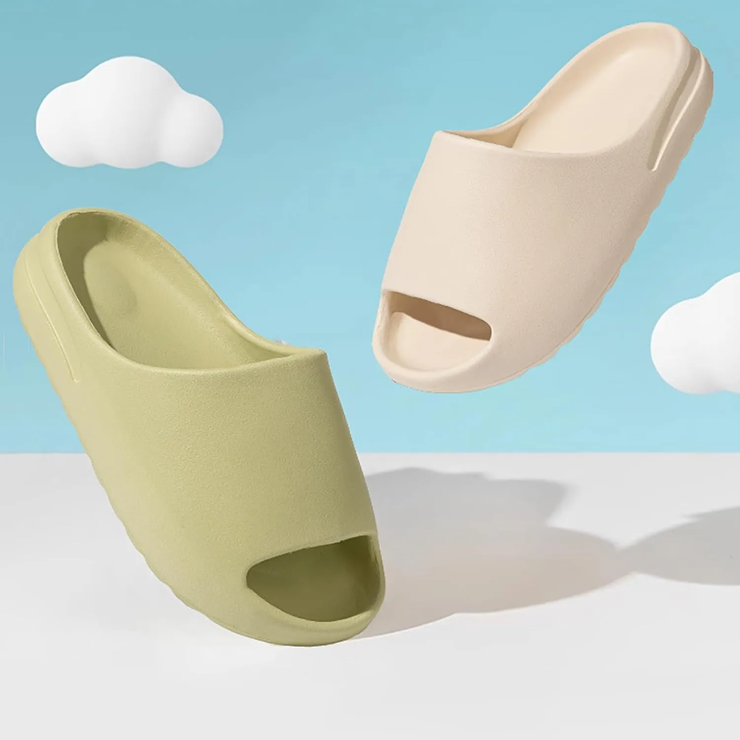 Cloud Slides for Kids Comfy Non Slip Pillow Slippers Thick Sole Summer Beach Shoes Lightweight Cushioned Slides