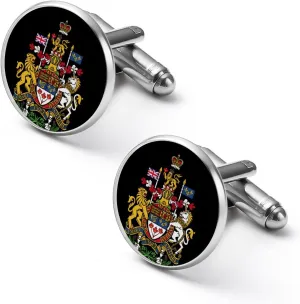 Coat of Arms of Canada Mens Classic Cufflinks Custom Shirt Cuff Links Jewelry Accessories for Business Wedding 0.7" 0.8"