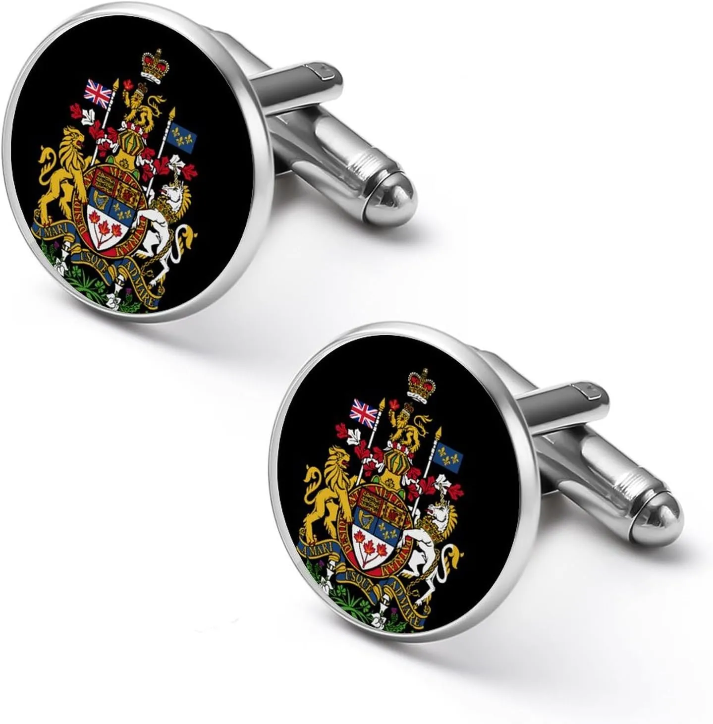 Coat of Arms of Canada Mens Classic Cufflinks Custom Shirt Cuff Links Jewelry Accessories for Business Wedding 0.7" 0.8"