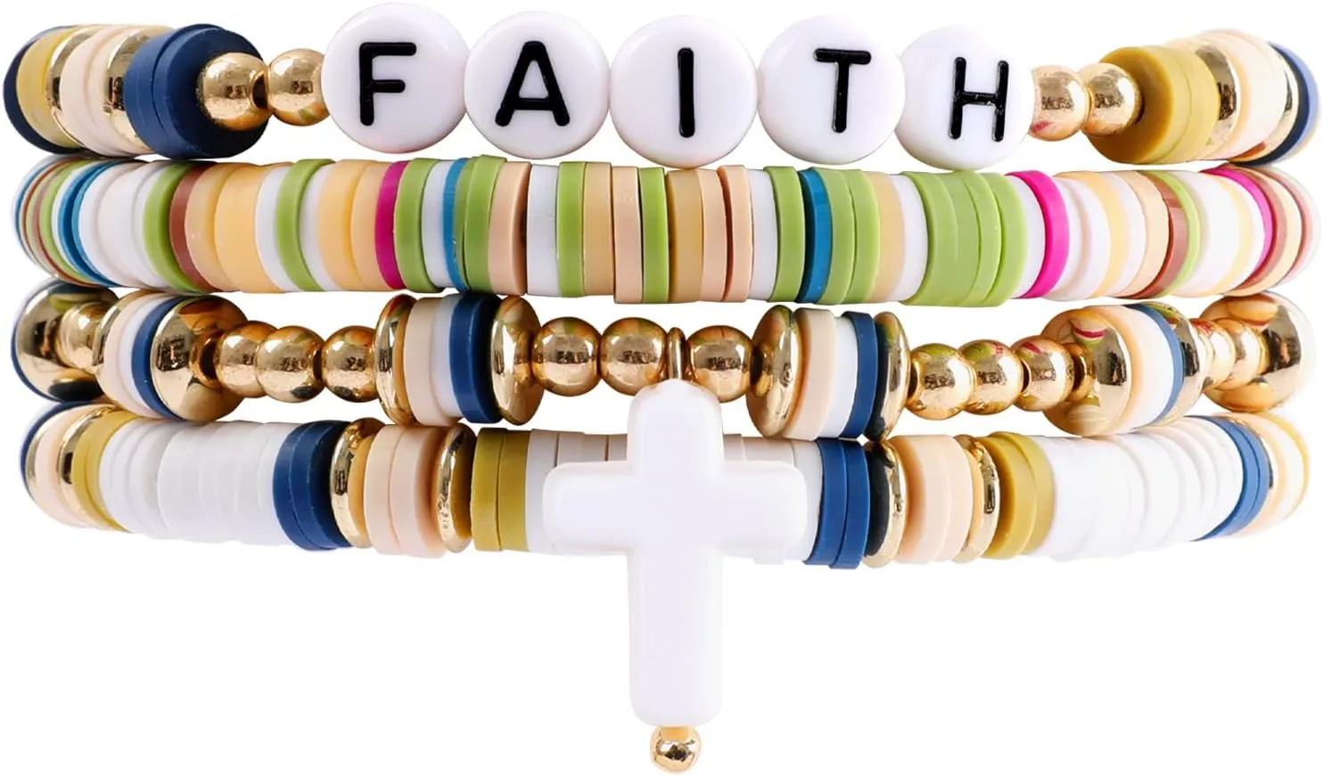 Colorful Heishi Surfer Bracelets Set for Women Stackable Clay Beaded Bracelets Disc Stretch Preppy Bracelets Smiley Face Friendship Bracelets Team Cheer Bulk Boho Summer Beach Jewelry Gift