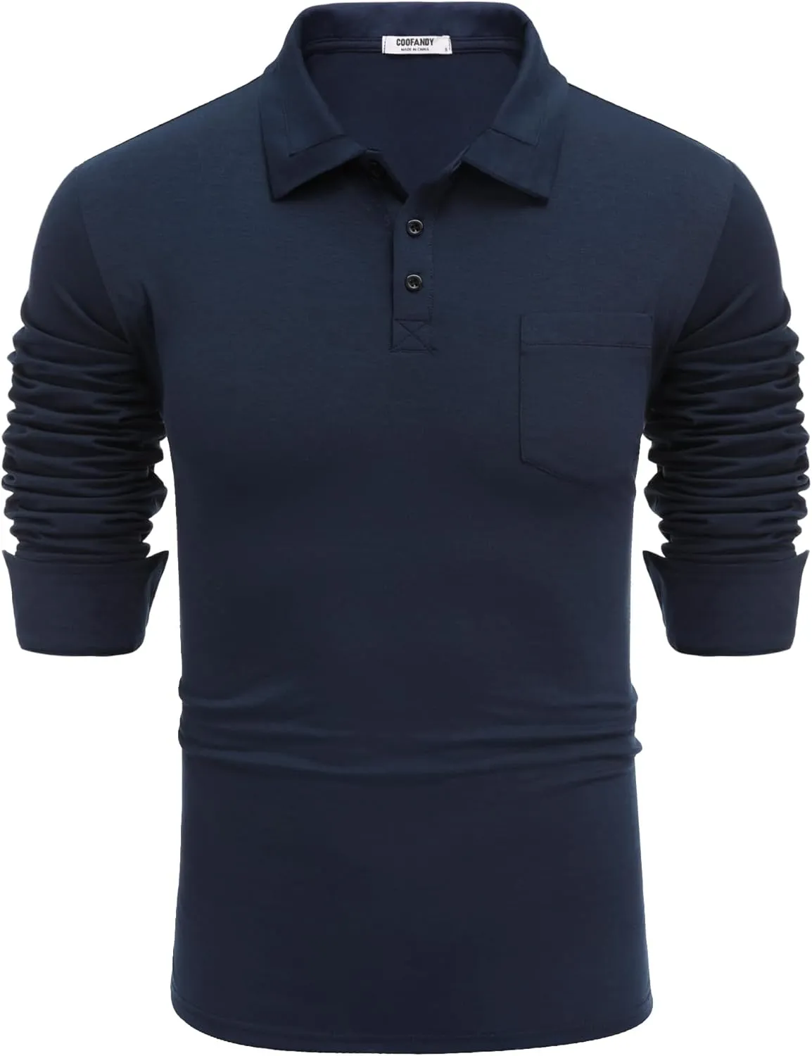 COOFANDY Men's Casual Polo Shirt Long Sleeve Classic Plaid Button Tees with Pockets