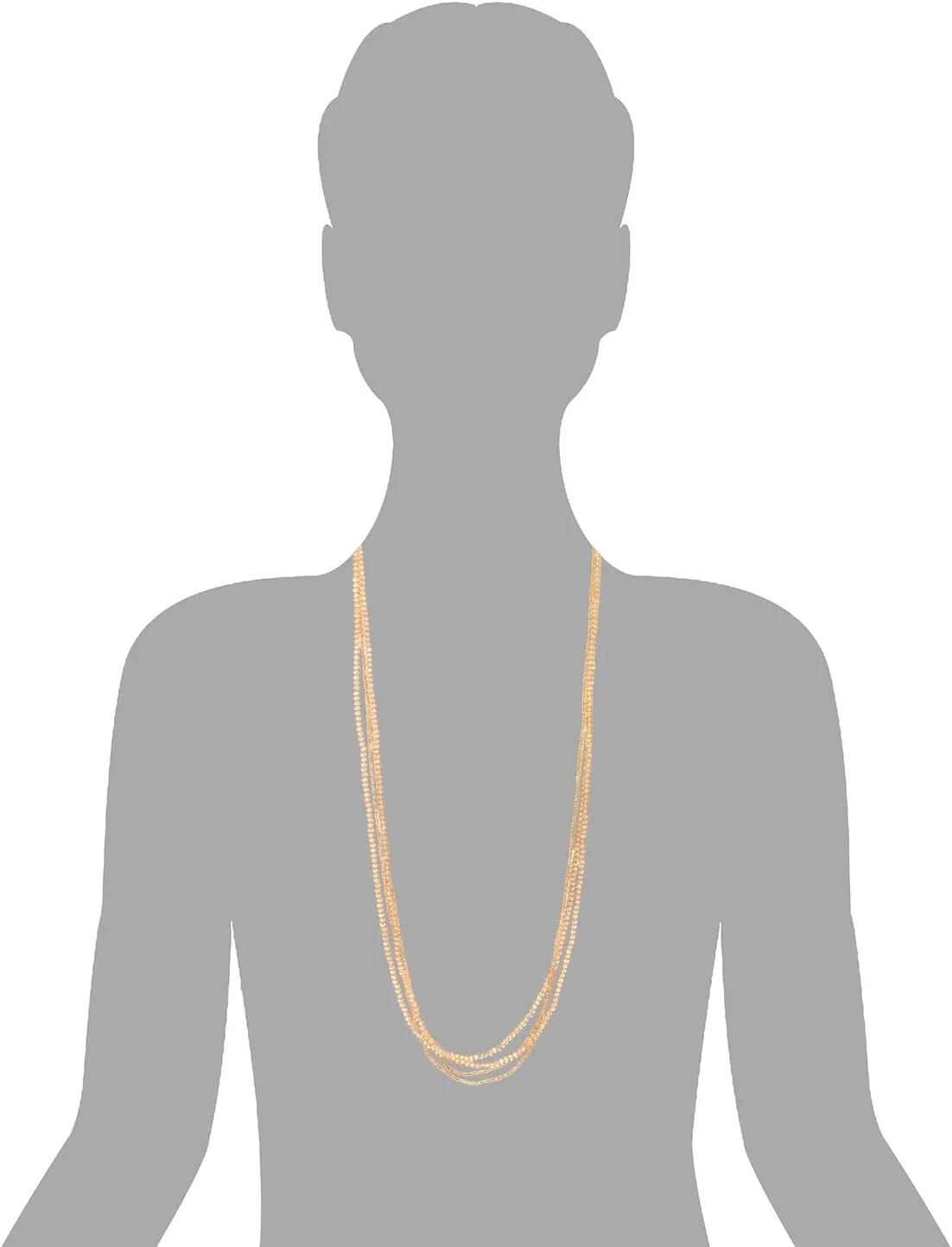 COOLSTEELANDBEYOND Long Multi-Strand Statement Necklace For Women, Elegant Layered Waterfall Chains, Crystal Beads Pendant