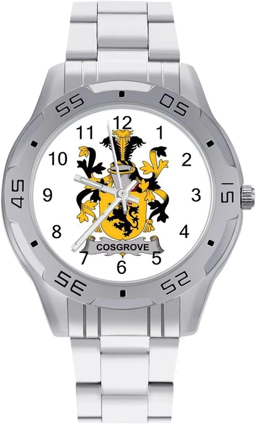 Cosgrove Coat of Arms Men's Business Watch Fashion Stainless Steel Wristwatches Custom Easy Read Watches for Women