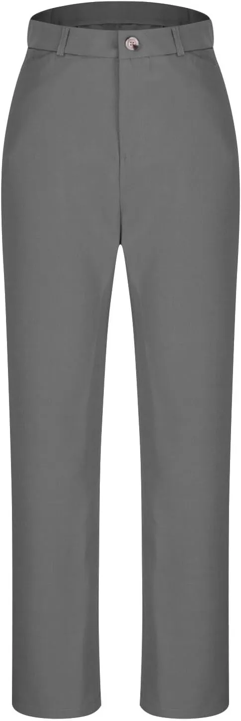 Cotton Linen High Waist Wide Leg Work Pants Slacks for Women Casual Grey Trousers with Pockets Comfortable Relaxed Fit