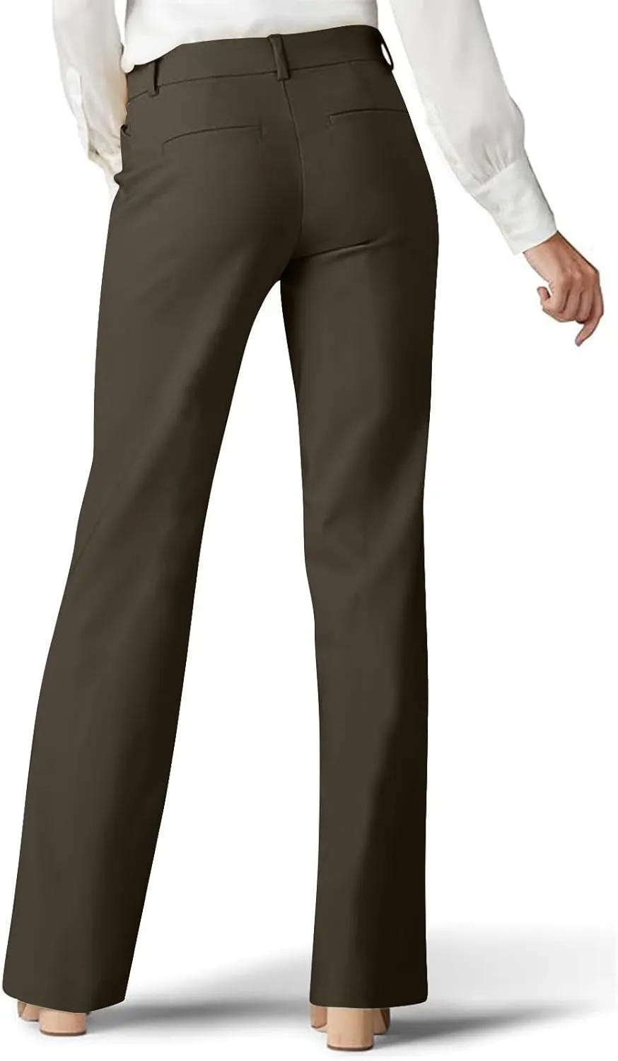 Cotton Linen High Waist Wide Leg Work Pants Slacks for Women Casual Grey Trousers with Pockets Comfortable Relaxed Fit
