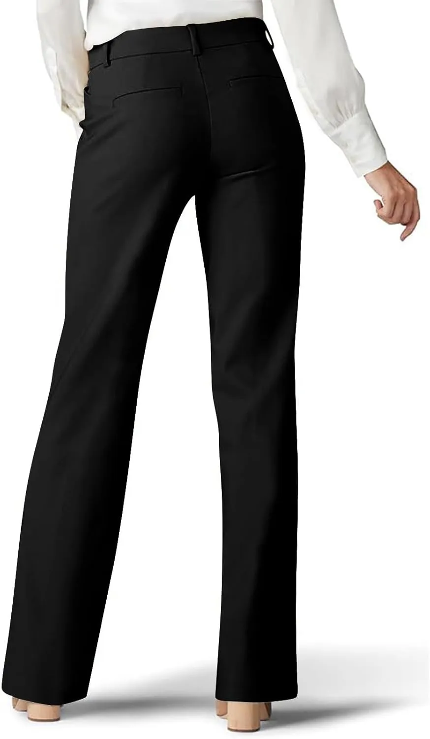 Cotton Linen High Waist Wide Leg Work Pants Slacks for Women Casual Grey Trousers with Pockets Comfortable Relaxed Fit