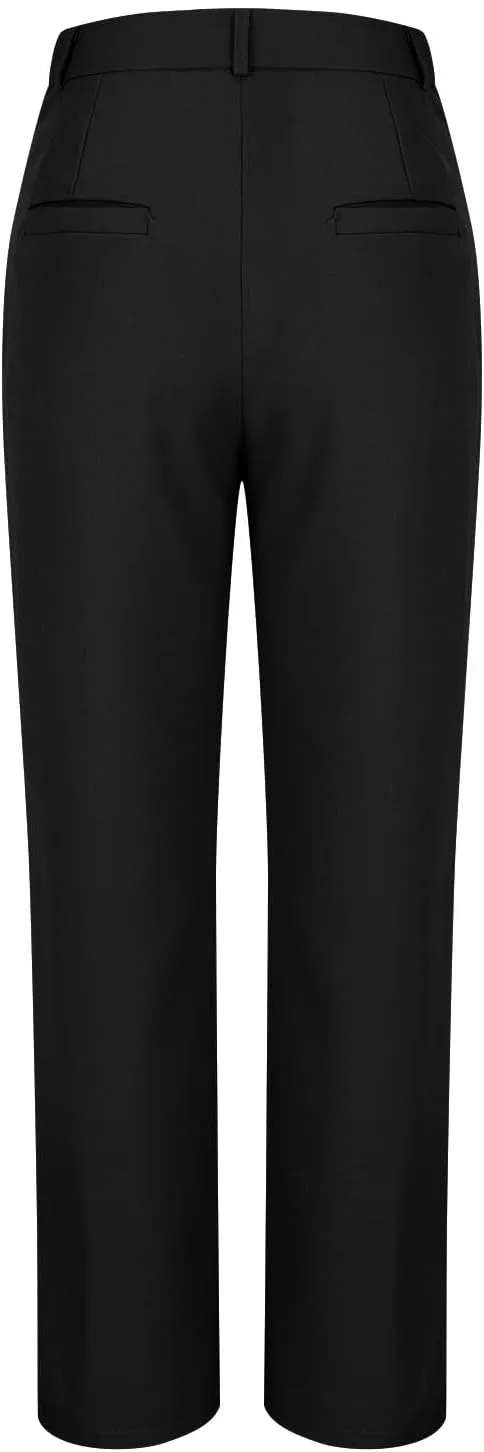 Cotton Linen High Waist Wide Leg Work Pants Slacks for Women Casual Grey Trousers with Pockets Comfortable Relaxed Fit