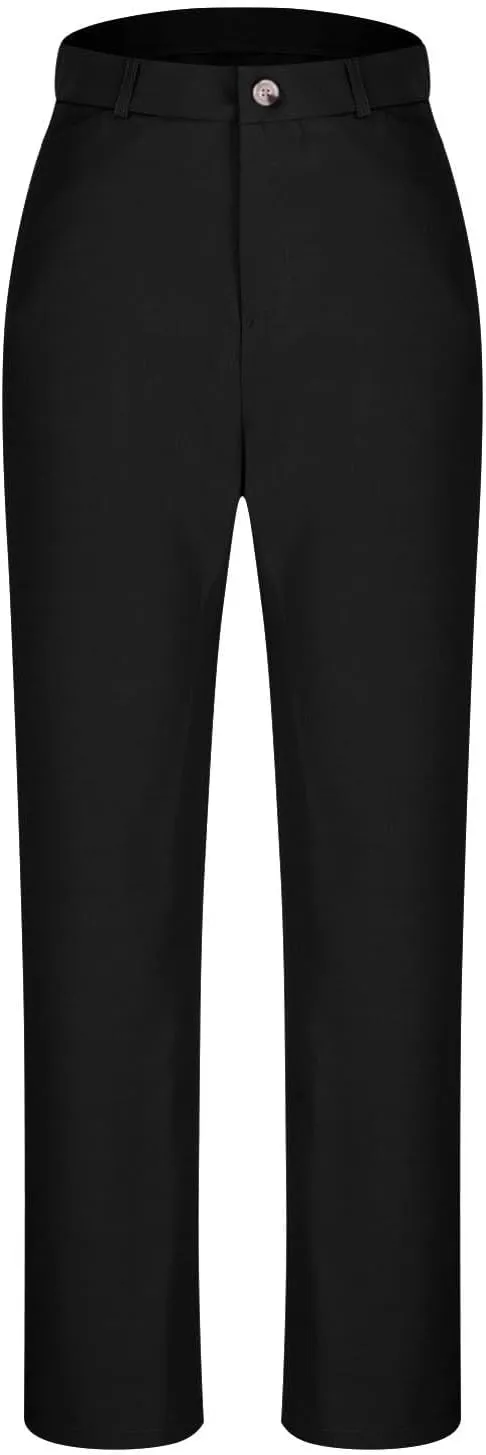 Cotton Linen High Waist Wide Leg Work Pants Slacks for Women Casual Grey Trousers with Pockets Comfortable Relaxed Fit