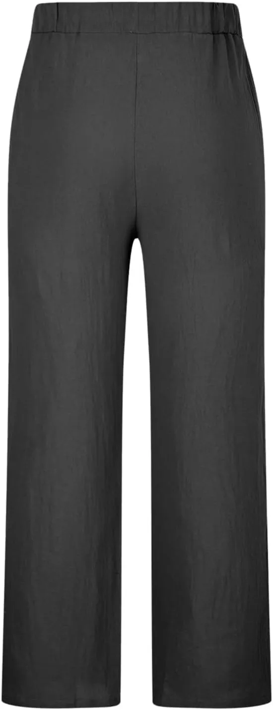Cotton Linen Men's Linen Pants Drawstring Waist Comfortable Relaxed Breathable Casual Summer Beachwear Yoga Lounge