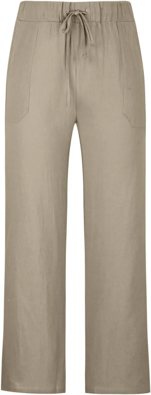 Cotton Linen Men's Linen Pants Drawstring Waist Comfortable Relaxed Breathable Casual Summer Beachwear Yoga Lounge